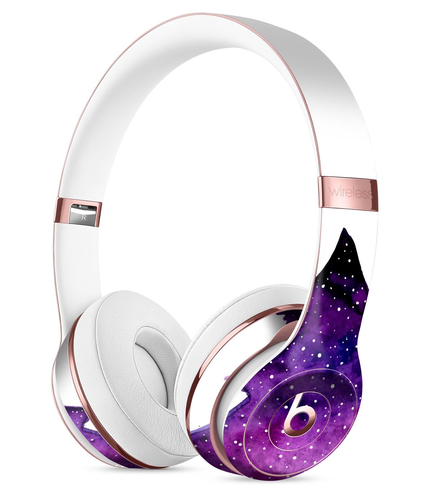 Purple Watercolor Evergreen Tree Skin Kit for Beats by Dre Solo 3 Wireless Headphones, showcasing vibrant colors and intricate design.