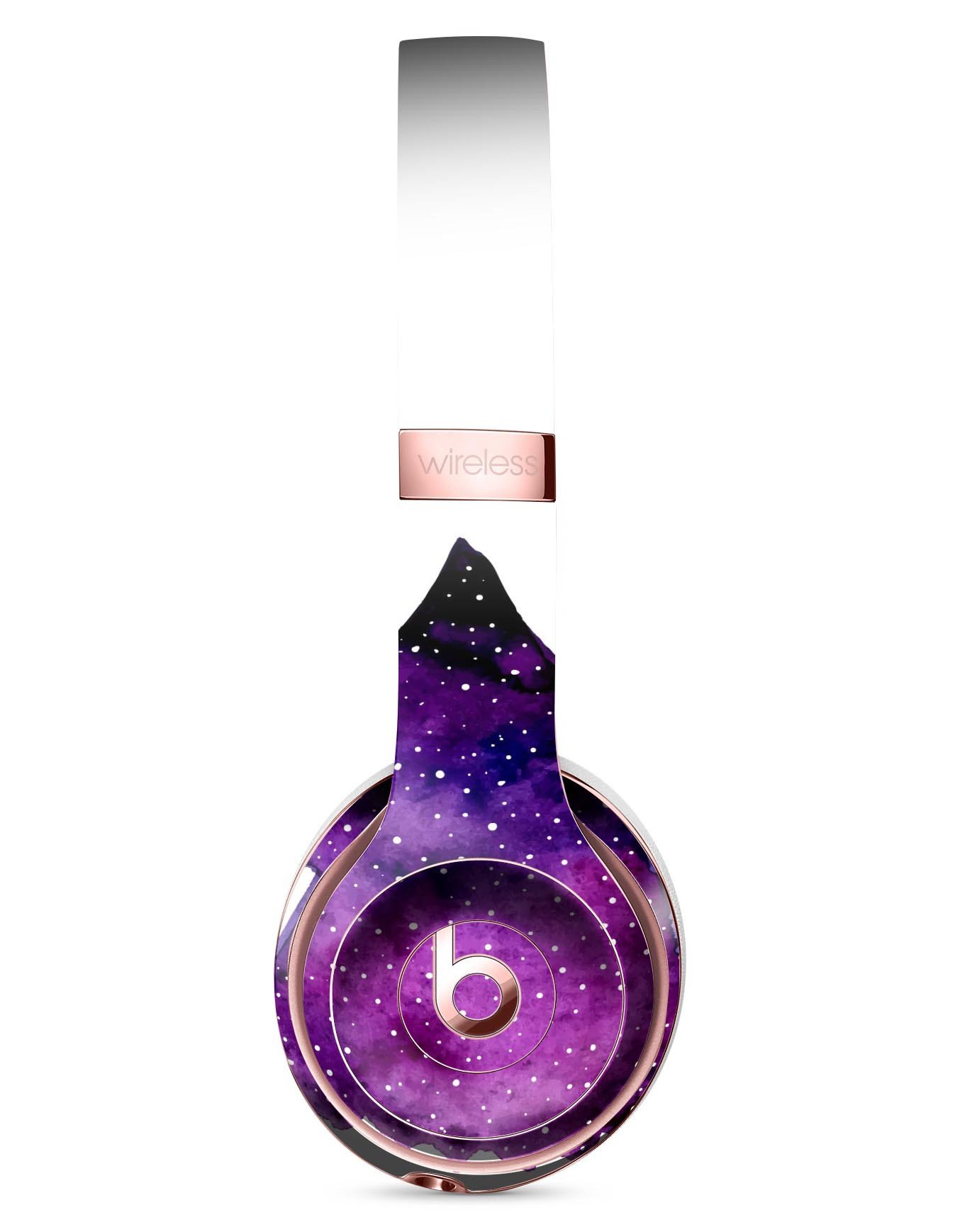 Purple Watercolor Evergreen Tree Skin Kit for Beats by Dre Solo 3 Wireless Headphones, showcasing vibrant colors and intricate design.