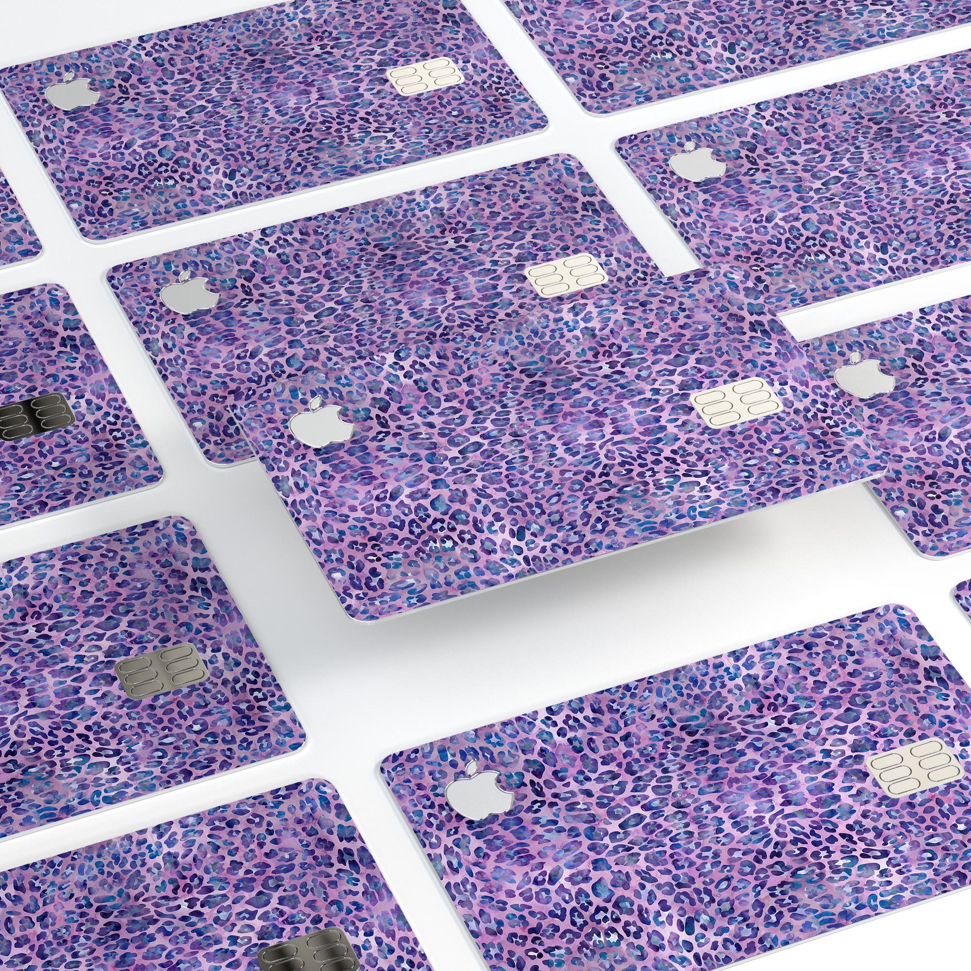 Purple Watercolor Leopard Pattern skin for Apple Card, showcasing vibrant colors and stylish design.
