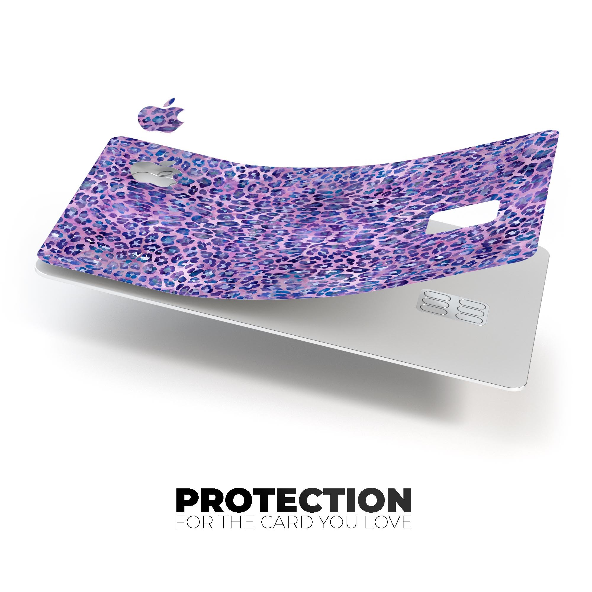 Purple Watercolor Leopard Pattern skin for Apple Card, showcasing vibrant colors and stylish design.