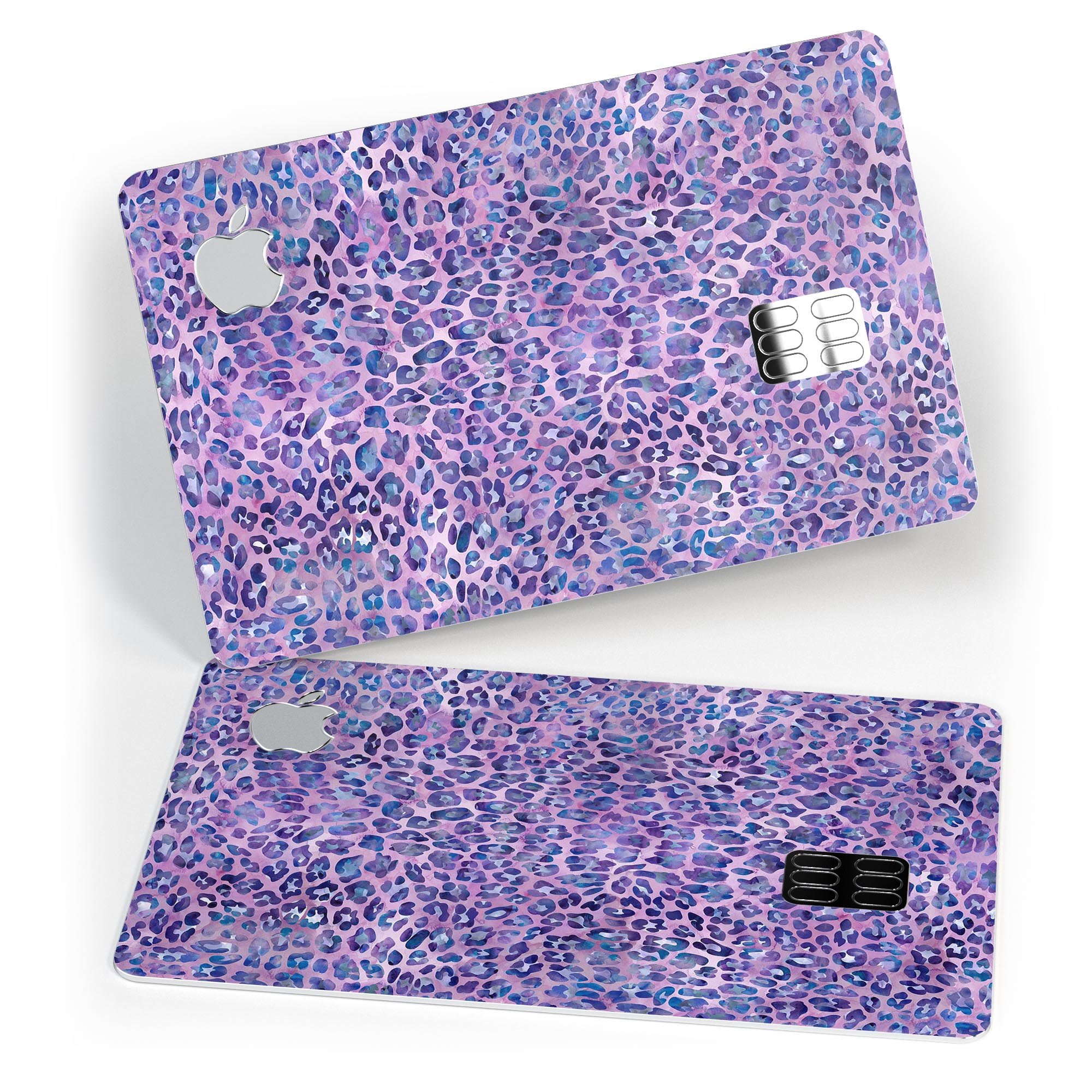 Purple Watercolor Leopard Pattern skin for Apple Card, showcasing vibrant colors and stylish design.