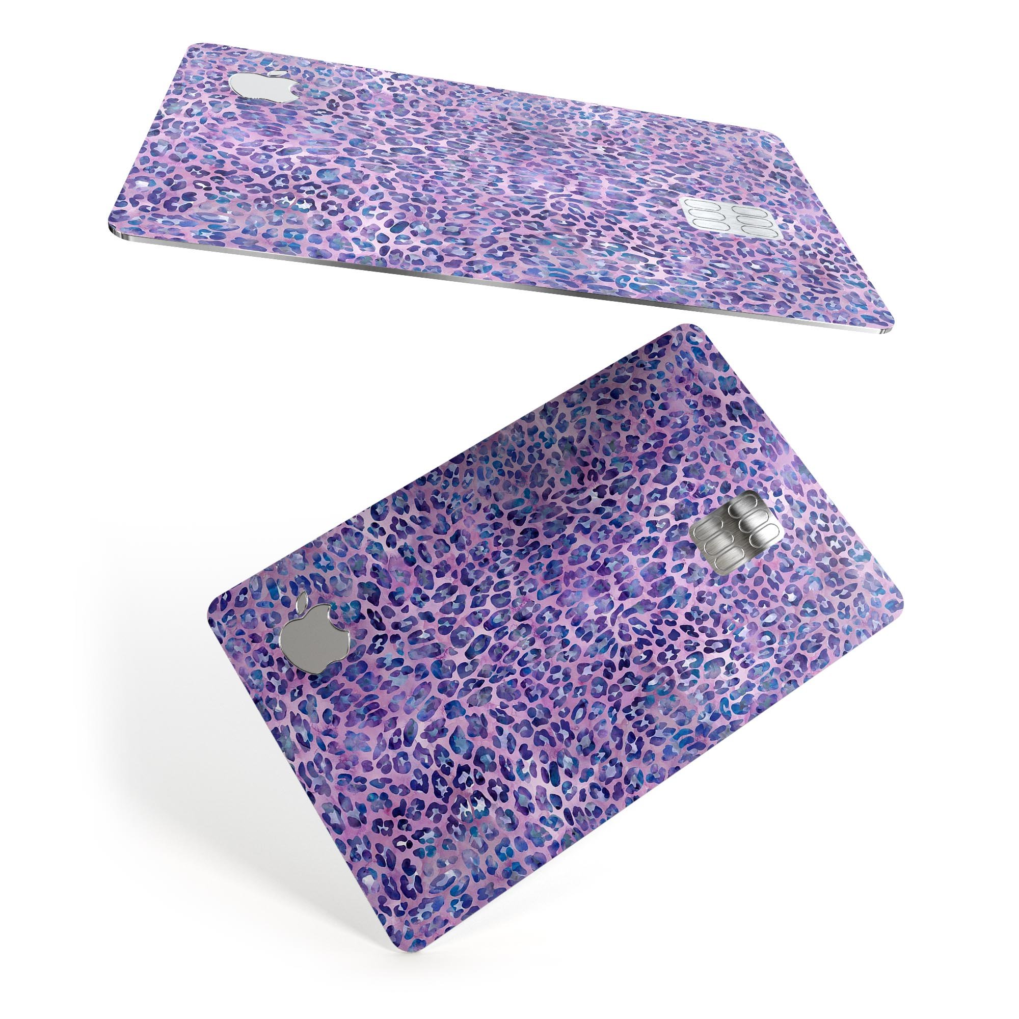 Purple Watercolor Leopard Pattern skin for Apple Card, showcasing vibrant colors and stylish design.
