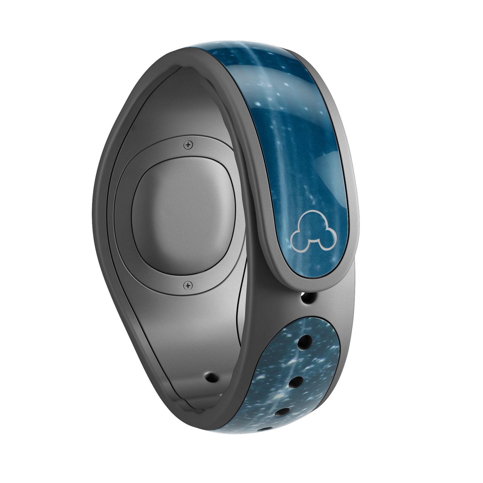 Radiant Blue Scratched Surface decal skin wrap kit for Disney Magic Band, showcasing vibrant colors and a stylish design.