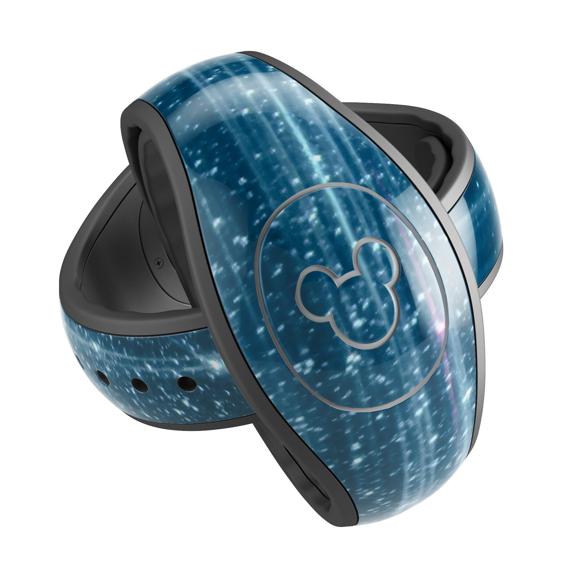 Radiant Blue Scratched Surface decal skin wrap kit for Disney Magic Band, showcasing vibrant colors and a stylish design.