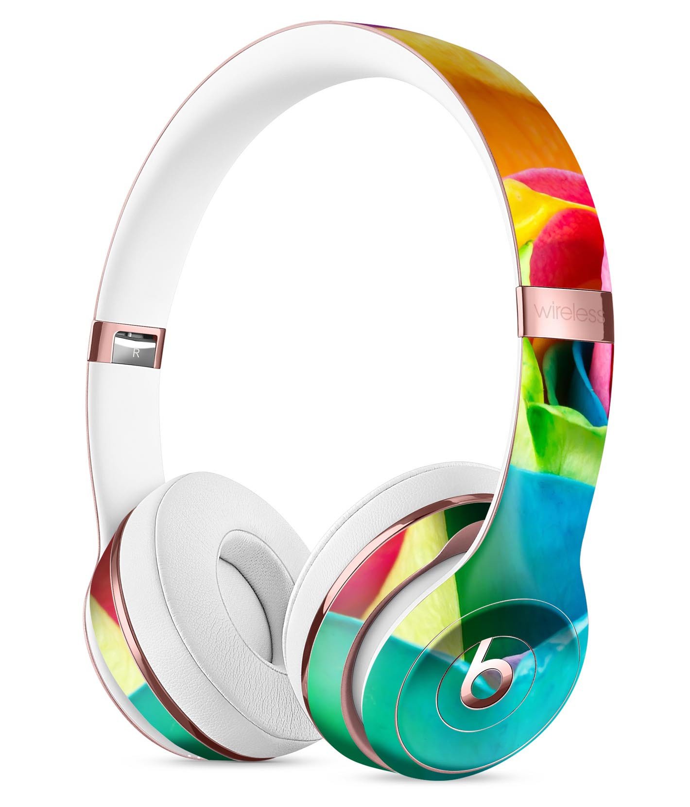 Rainbow Dyed Rose V2 Full-Body Skin Kit for Beats by Dre Solo 3, showcasing vibrant colors and sleek design.