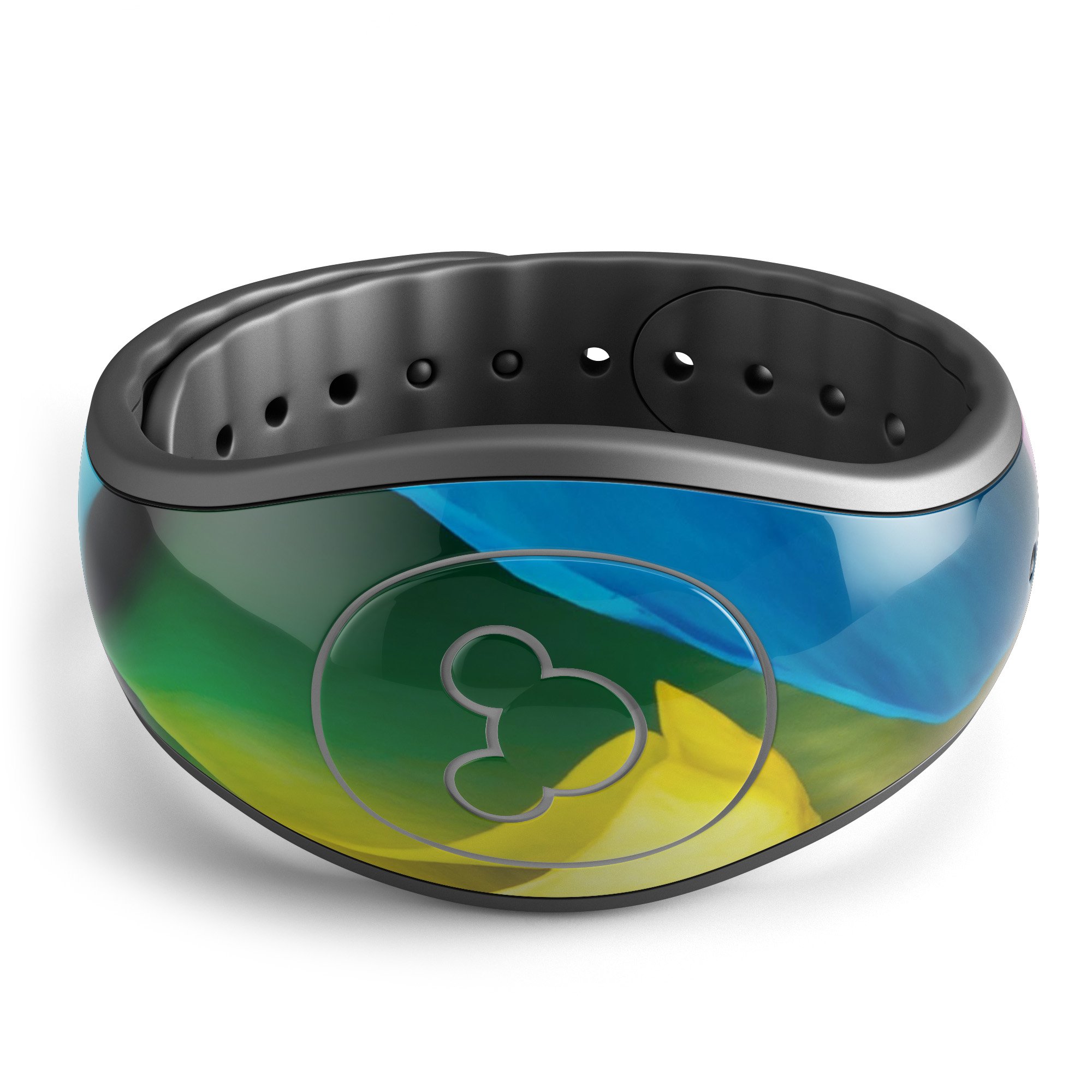 Rainbow Dyed Rose V3 decal skin wrap kit for Disney Magic Band, showcasing vibrant colors and high-quality finish.