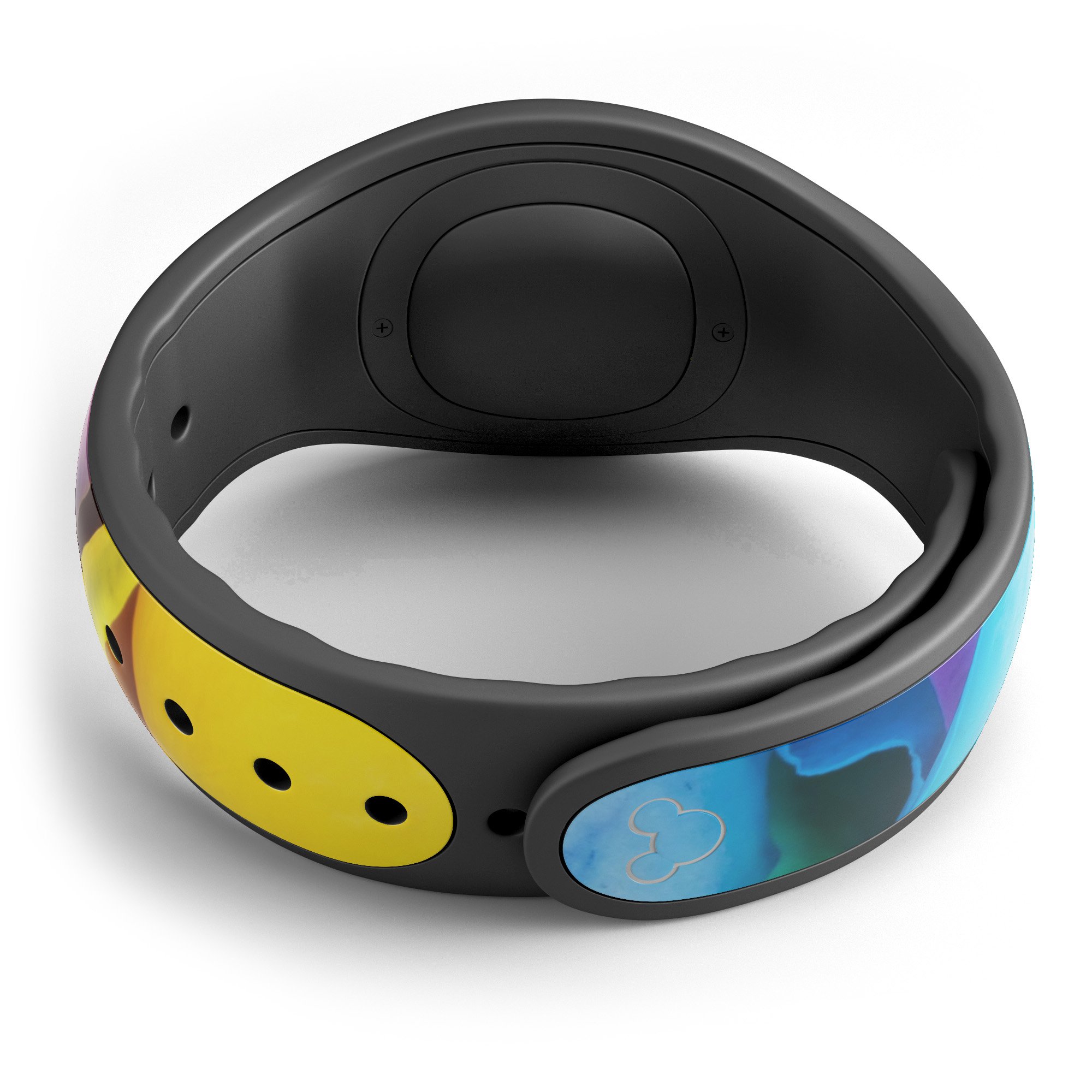 Rainbow Dyed Rose V3 decal skin wrap kit for Disney Magic Band, showcasing vibrant colors and high-quality finish.