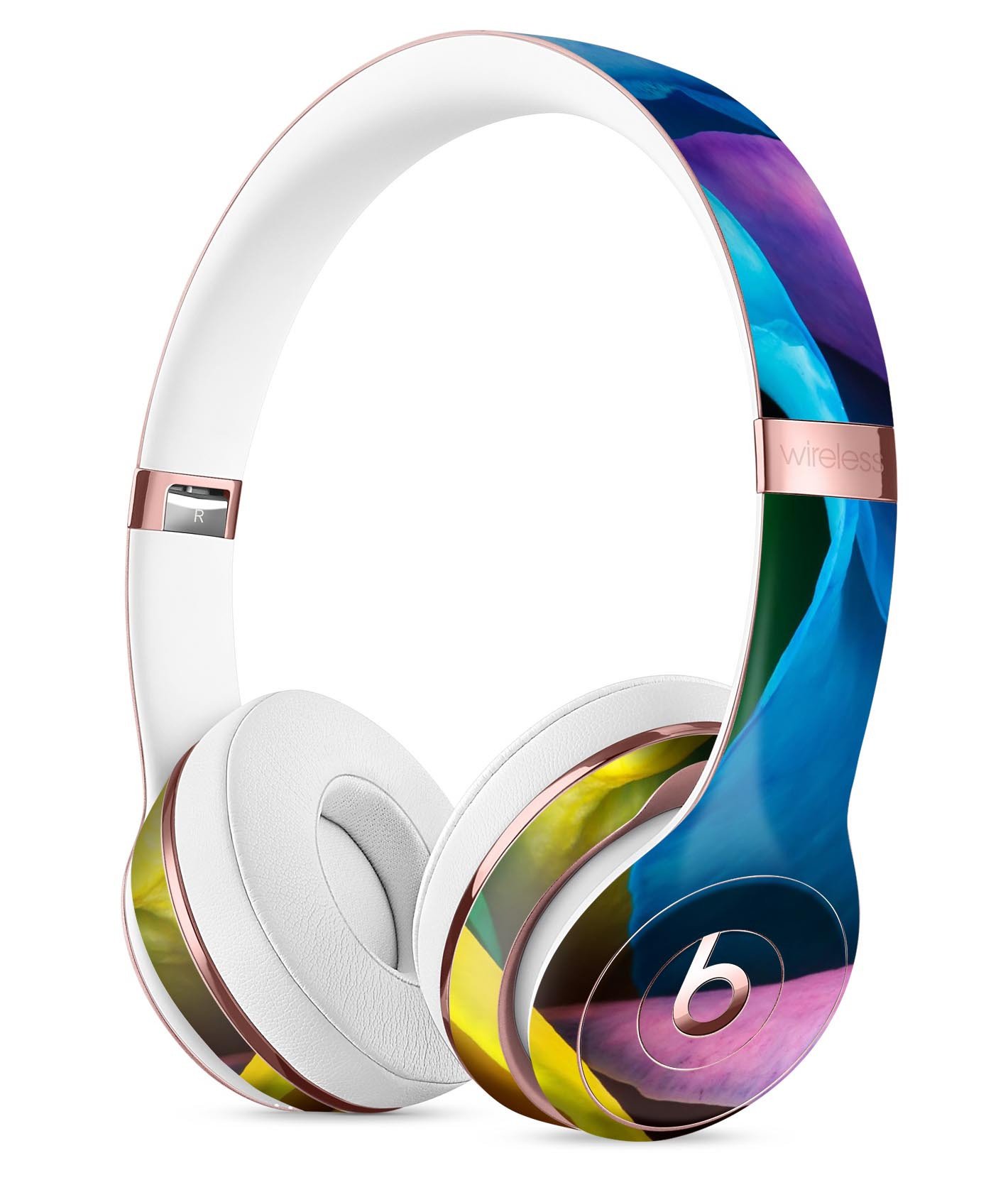 Rainbow Dyed Rose V3 Full-Body Skin Kit for Beats by Dre Solo 3, showcasing vibrant colors and a stylish design.