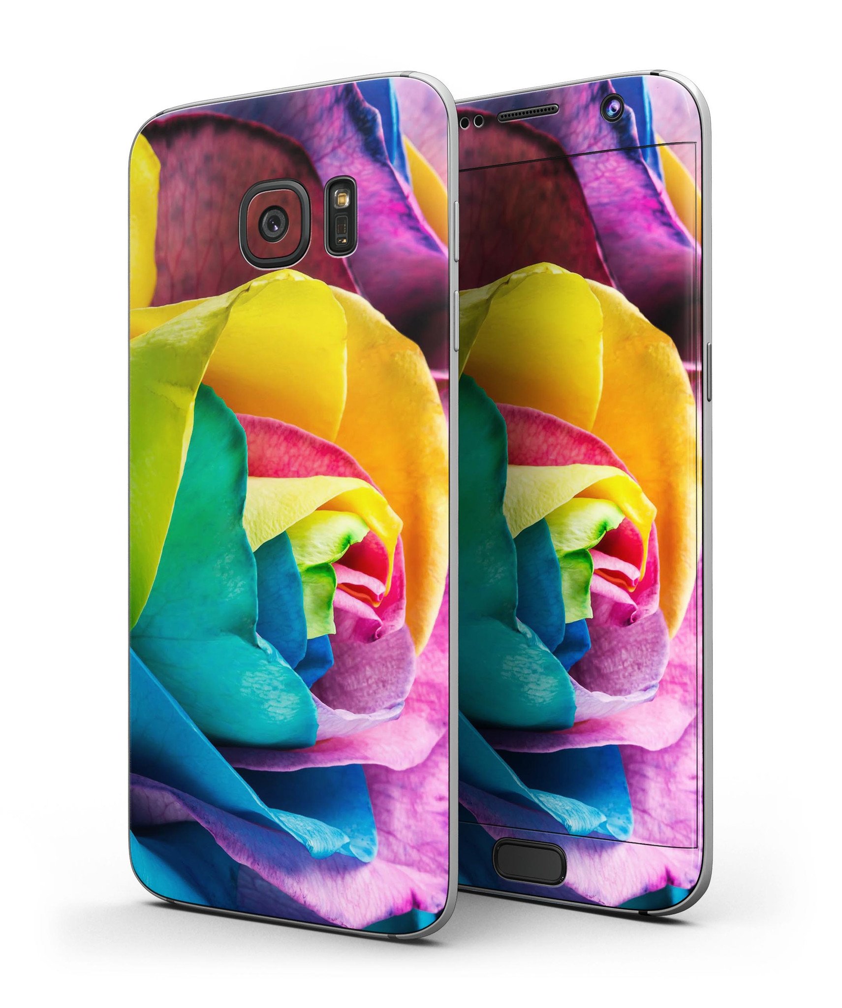 Rainbow Dyed Rose V4 skin for Samsung Galaxy S7, showcasing vibrant colors and sleek design.