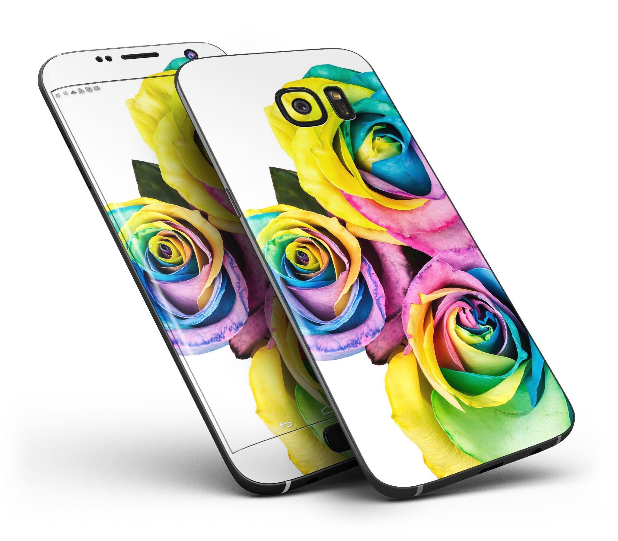 Colorful Rainbow Dyed Roses skin for Samsung Galaxy S7, showcasing vibrant floral design and premium vinyl material.