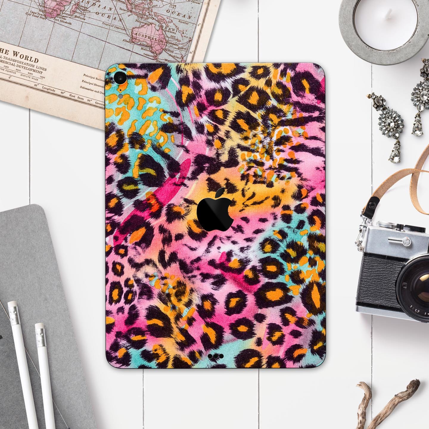 Rainbow Leopard Sherbert skin decal for Apple iPad Pro, showcasing vibrant colors and unique leopard design.