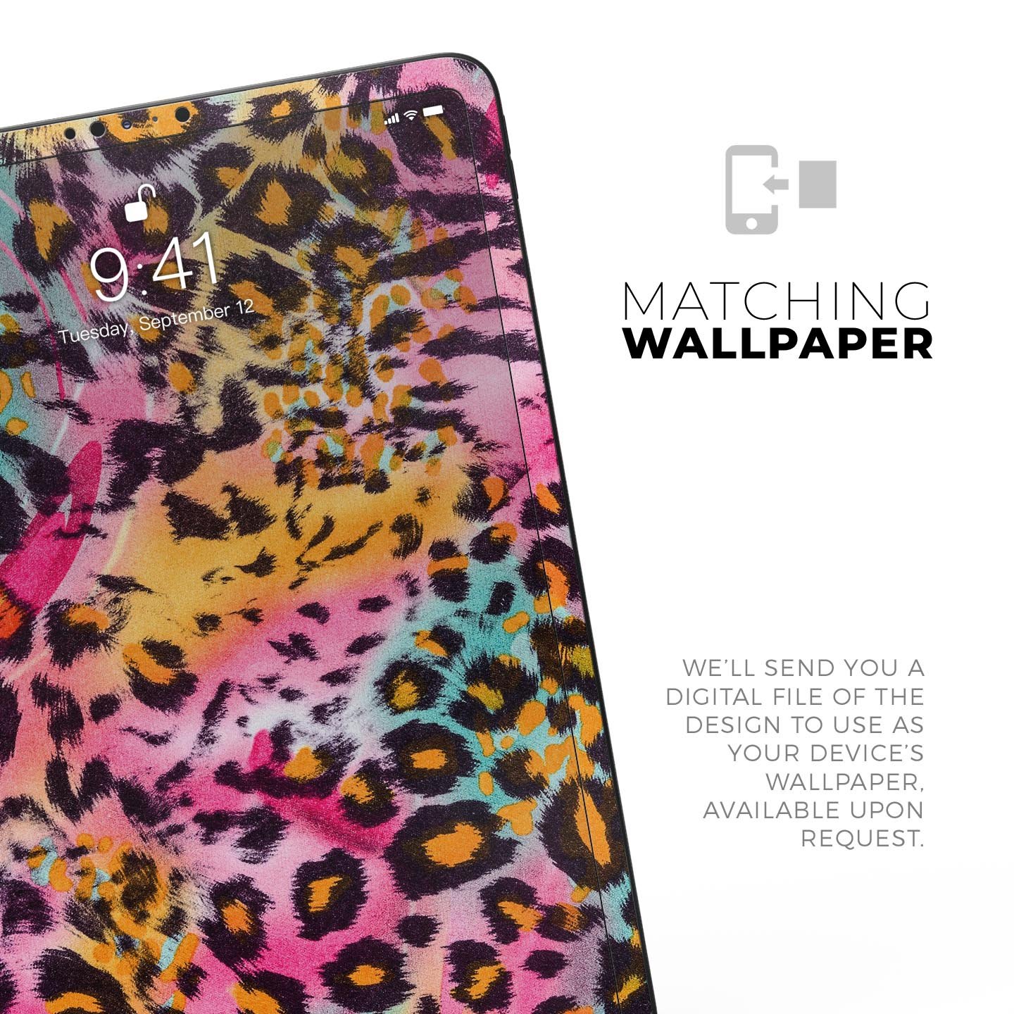Rainbow Leopard Sherbert skin decal for Apple iPad Pro, showcasing vibrant colors and unique leopard design.