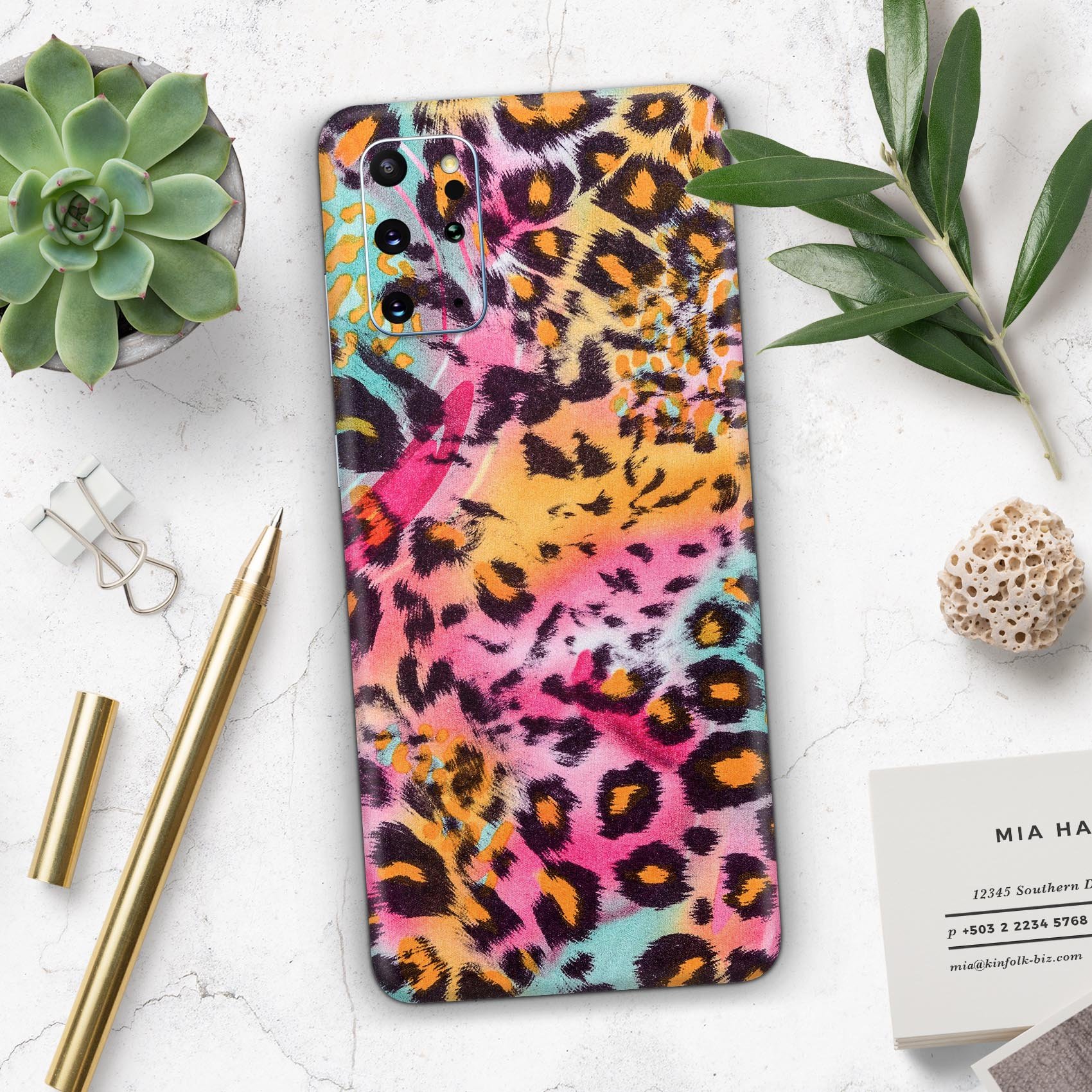 Rainbow Leopard Sherbert Skin-Kit for Samsung Galaxy S-Series, showcasing vibrant colors and unique design.