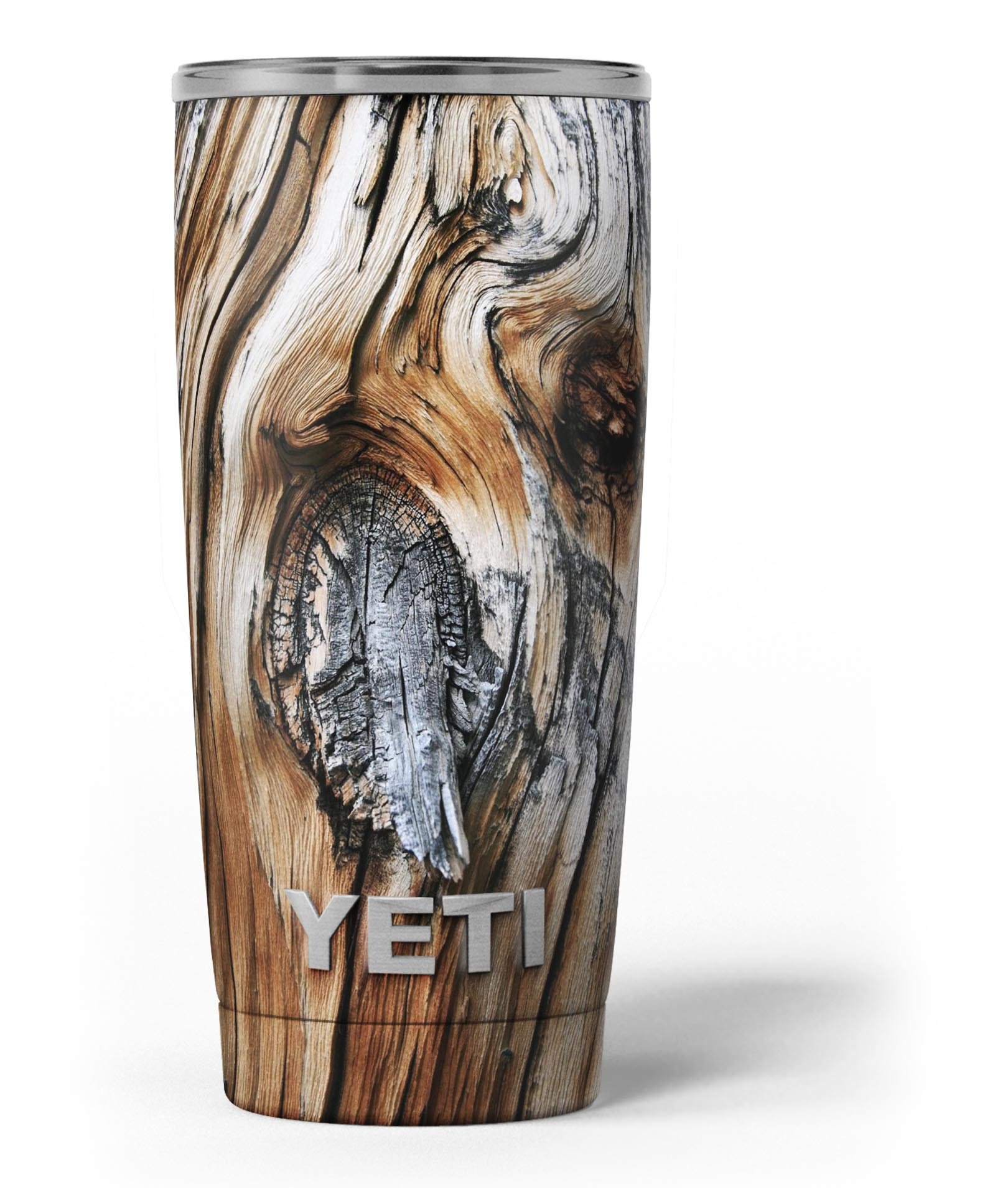 Raw Aged Knobby Wood skin decal vinyl wrap kit for Yeti Cooler, showcasing a unique wood texture design.