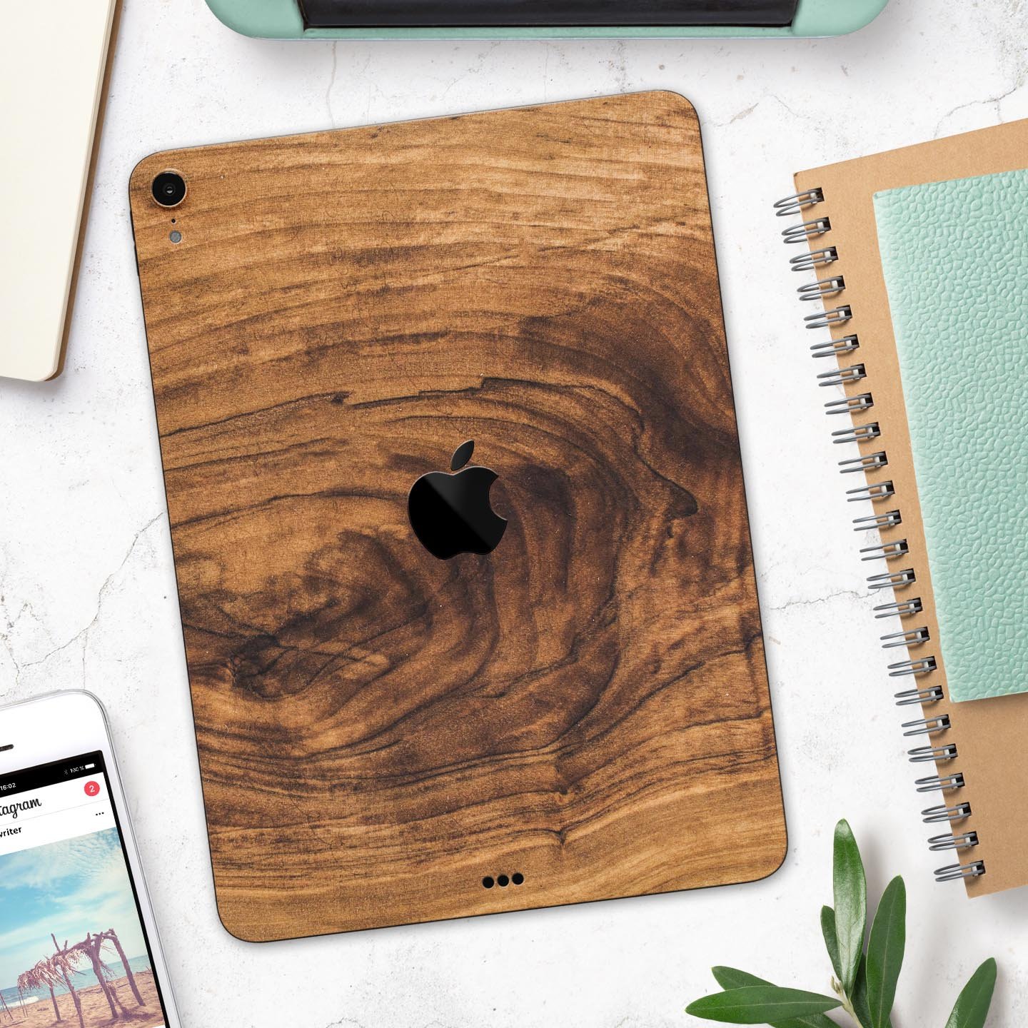 Raw Wood Planks V11 skin decal for Apple iPad Pro, showcasing a natural wood texture design with a smooth finish.