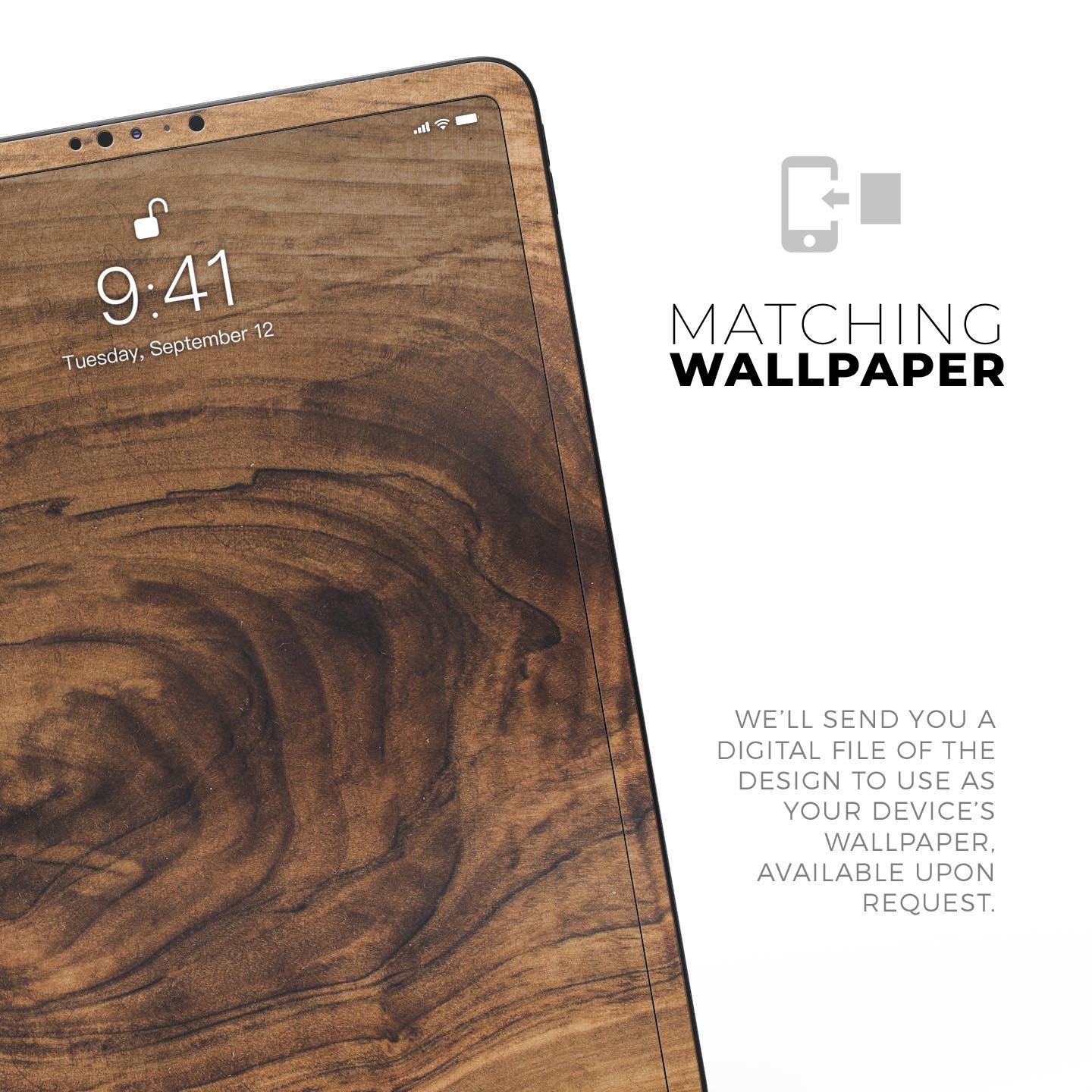 Raw Wood Planks V11 skin decal for Apple iPad Pro, showcasing a natural wood texture design with a smooth finish.