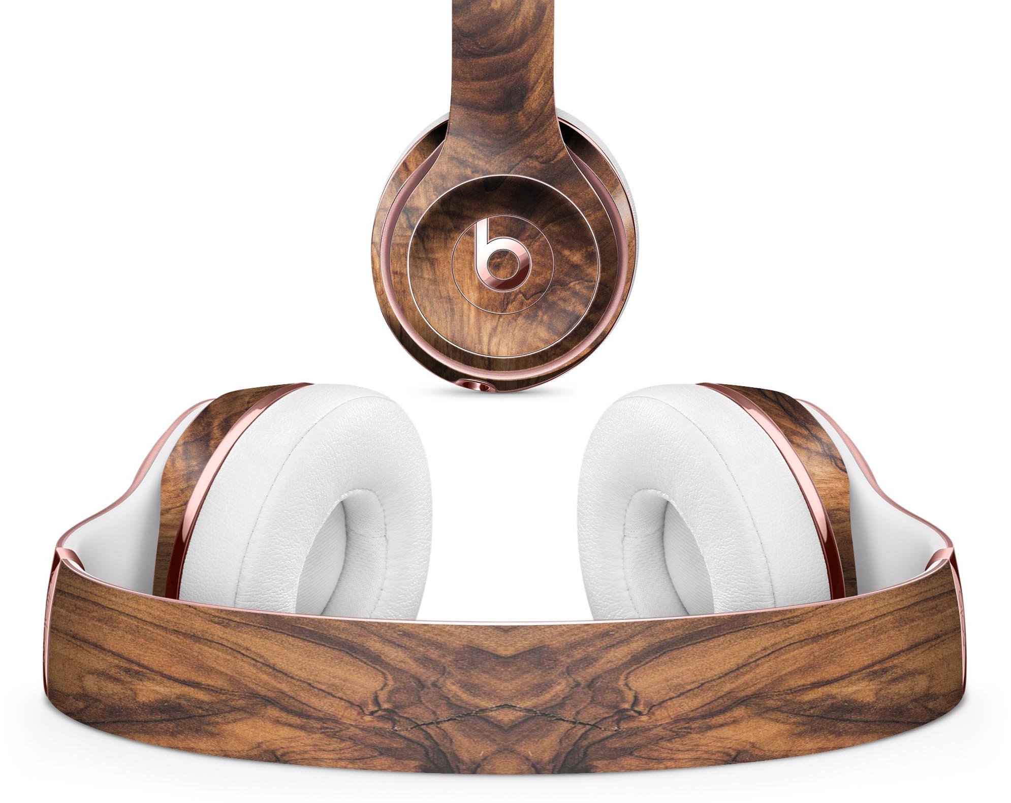 Raw Wood Planks V11 skin decal wrap kit for Beats by Dre, showcasing a stylish wood grain design that fits snugly on the headphones.