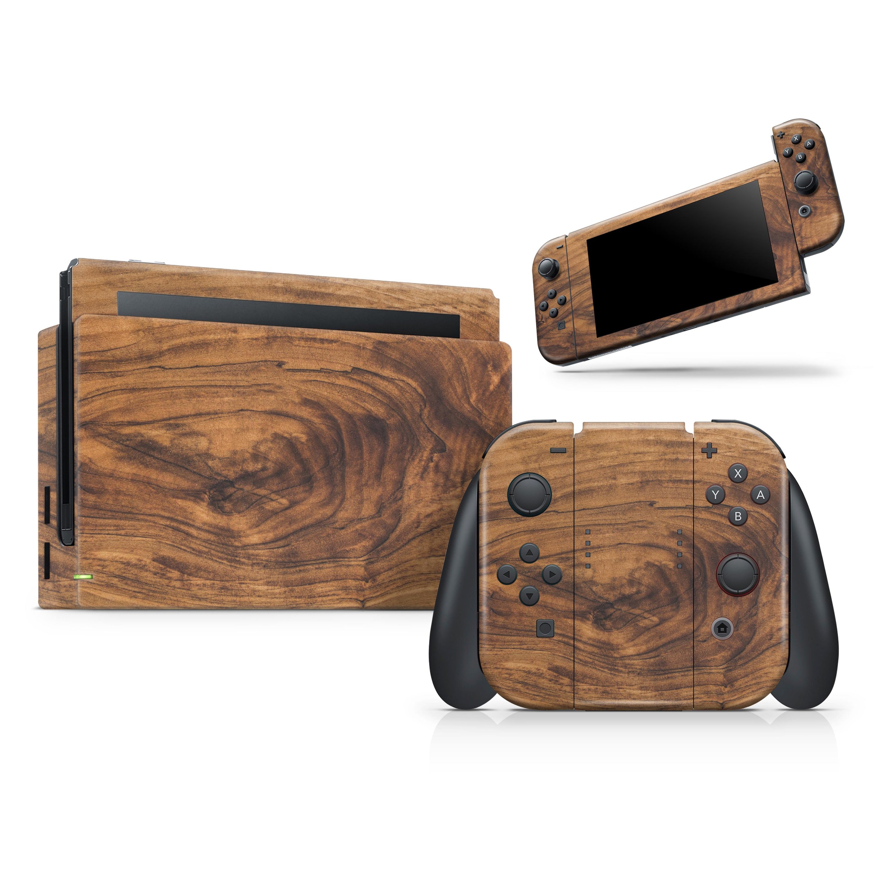 Raw Wood Planks V11 skin decal wrap kit for Nintendo Switch, showcasing a natural wood texture and precise fit.