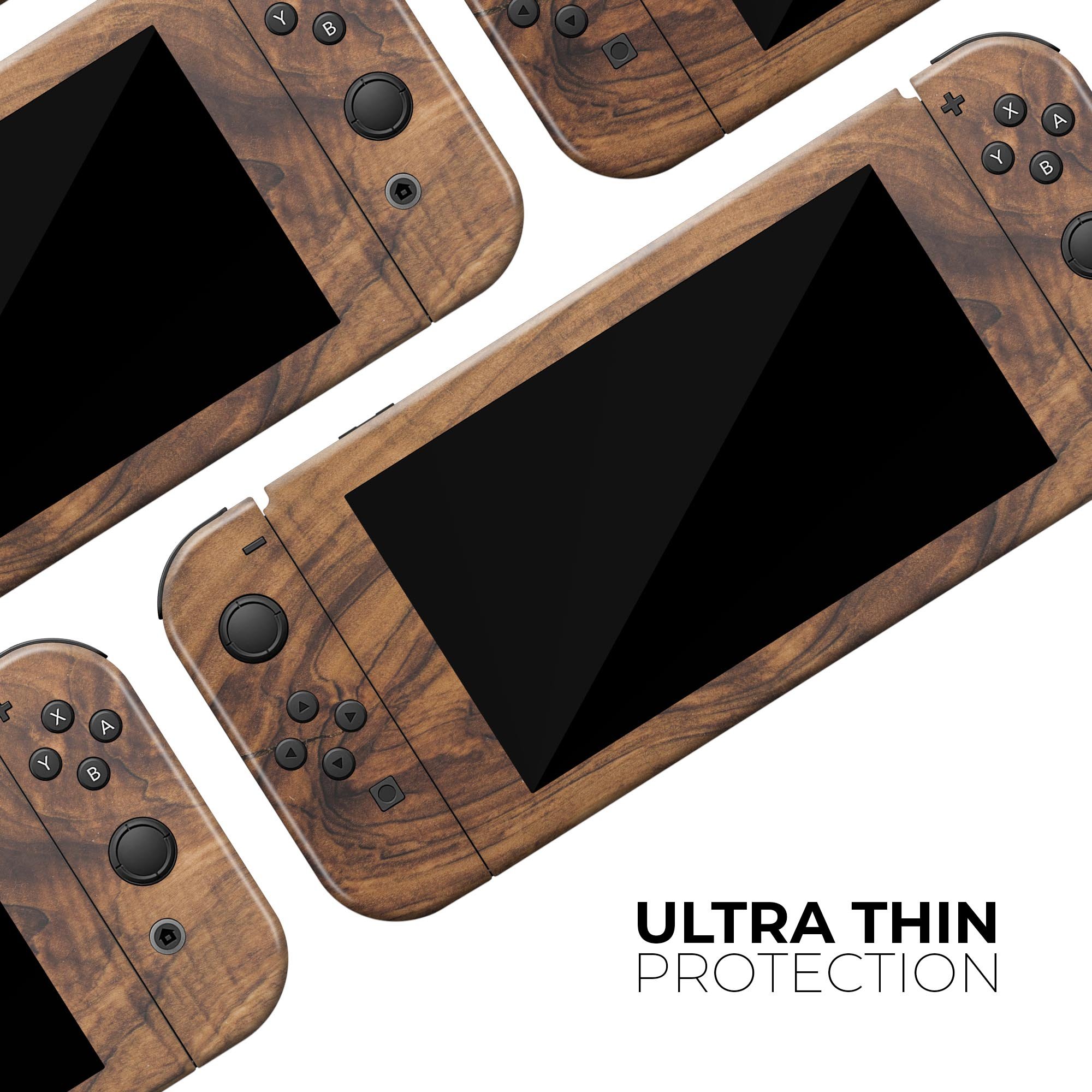 Raw Wood Planks V11 skin decal wrap kit for Nintendo Switch, showcasing a natural wood texture and precise fit.