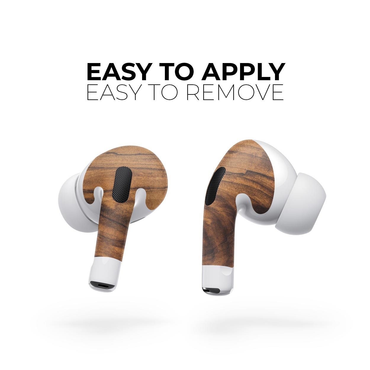 Raw Wood Planks V11 skin decal wrap kit for Apple AirPods Pro, showcasing a stylish wood design with a matte finish.