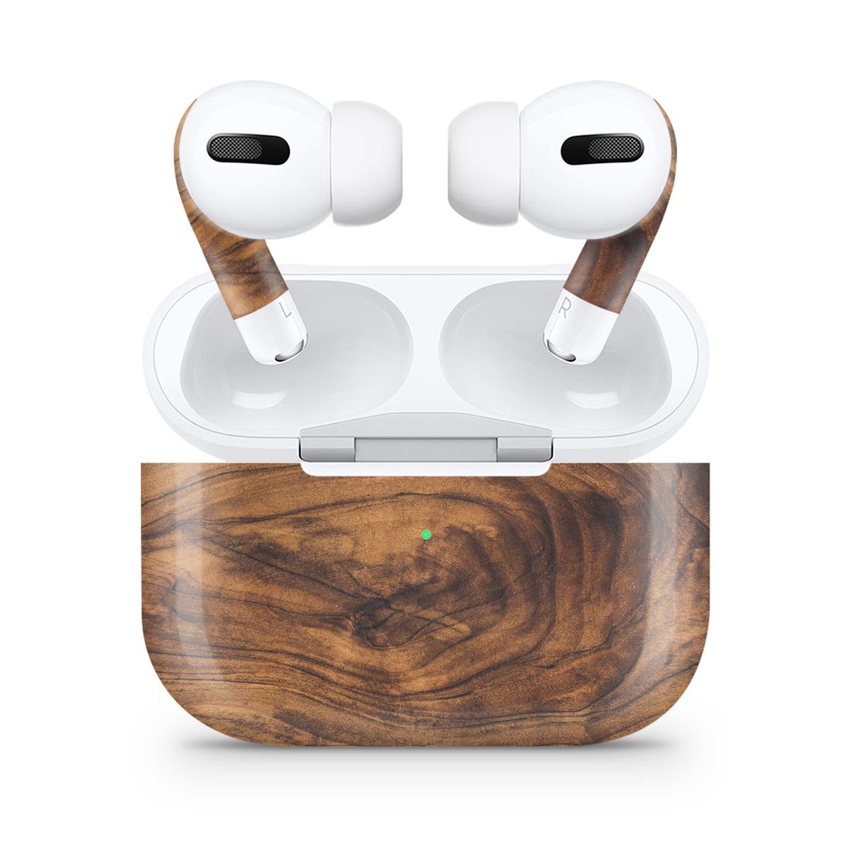 Raw Wood Planks V11 skin decal wrap kit for Apple AirPods Pro, showcasing a stylish wood design with a matte finish.