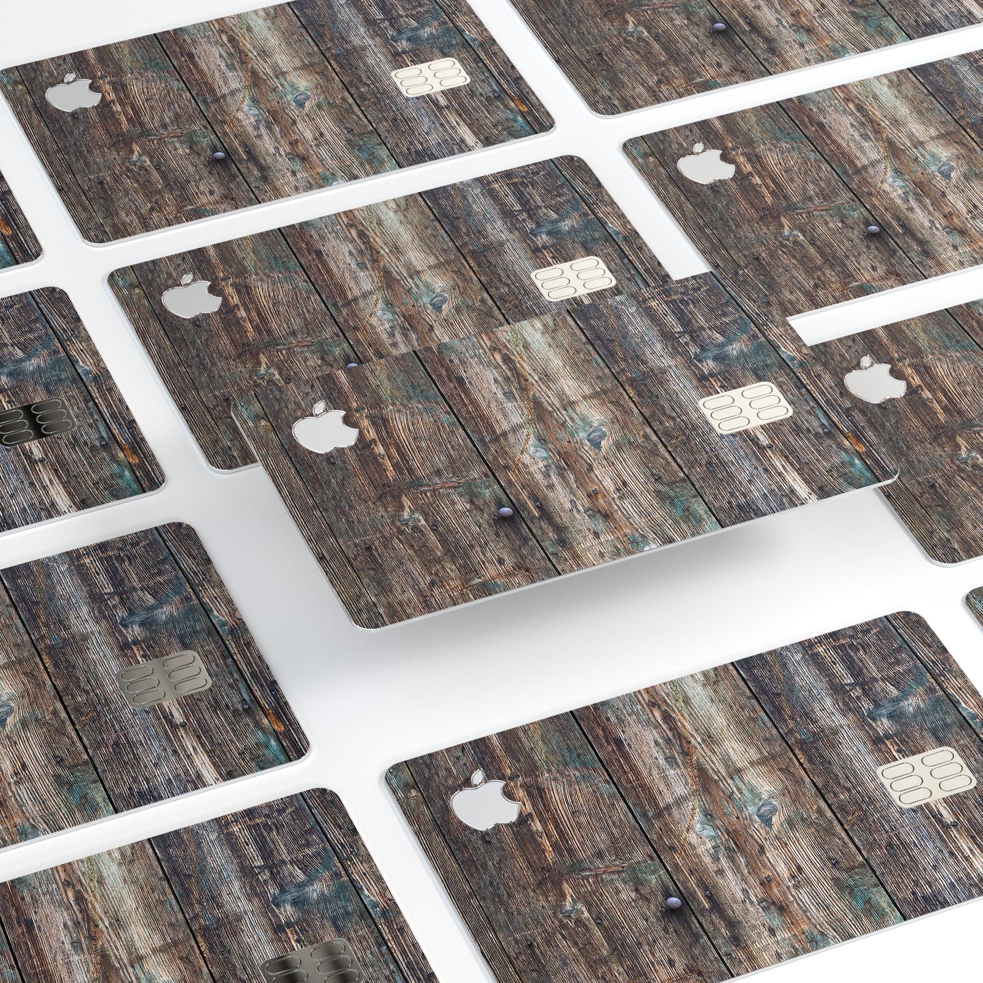 Raw Wood Planks V1 skin kit for Apple Card, showcasing premium vinyl design and protective features.