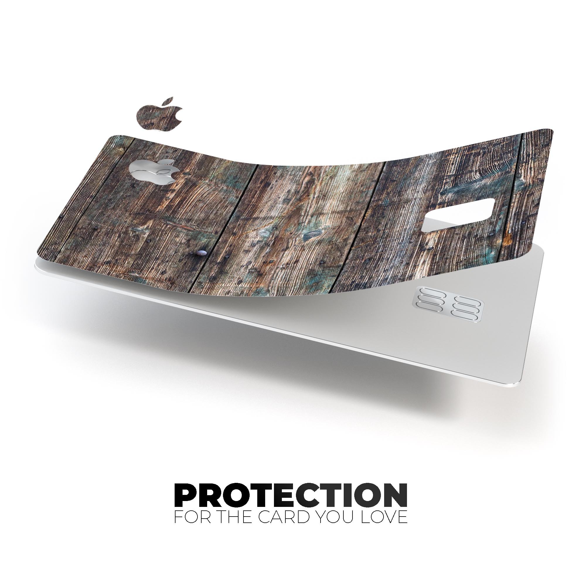 Raw Wood Planks V1 skin kit for Apple Card, showcasing premium vinyl design and protective features.