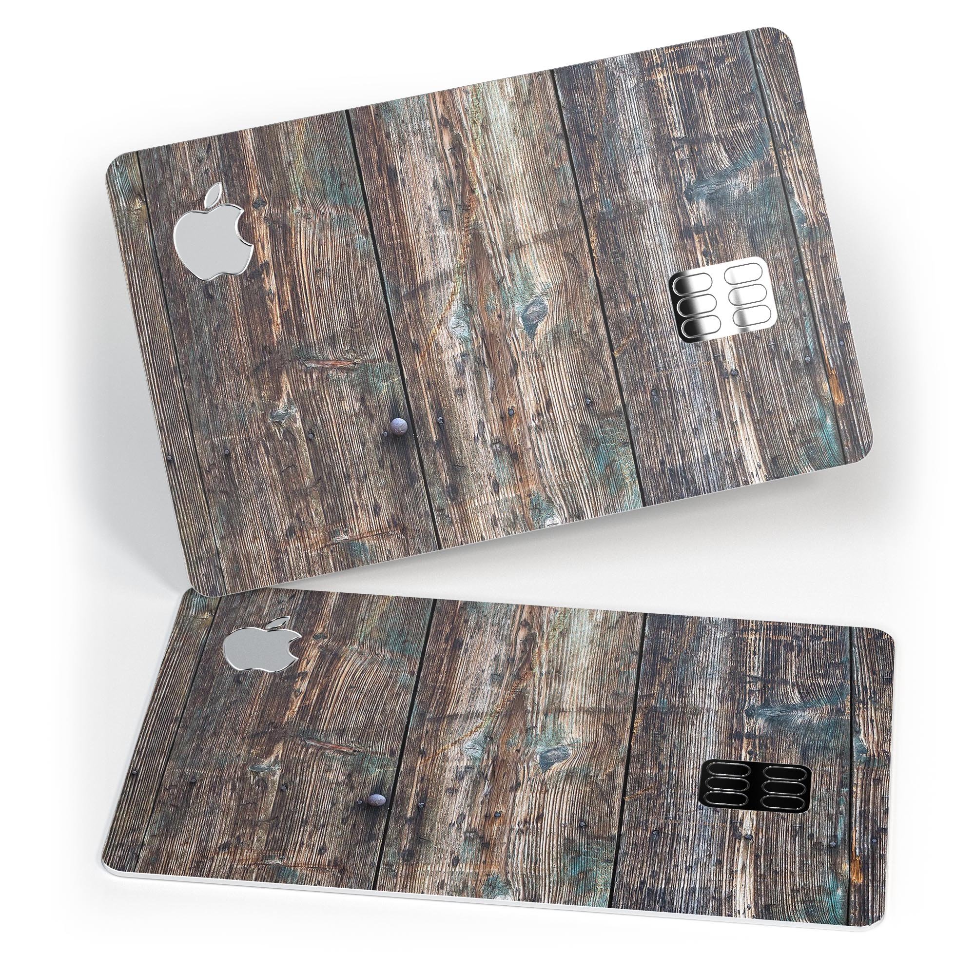Raw Wood Planks V1 skin kit for Apple Card, showcasing premium vinyl design and protective features.