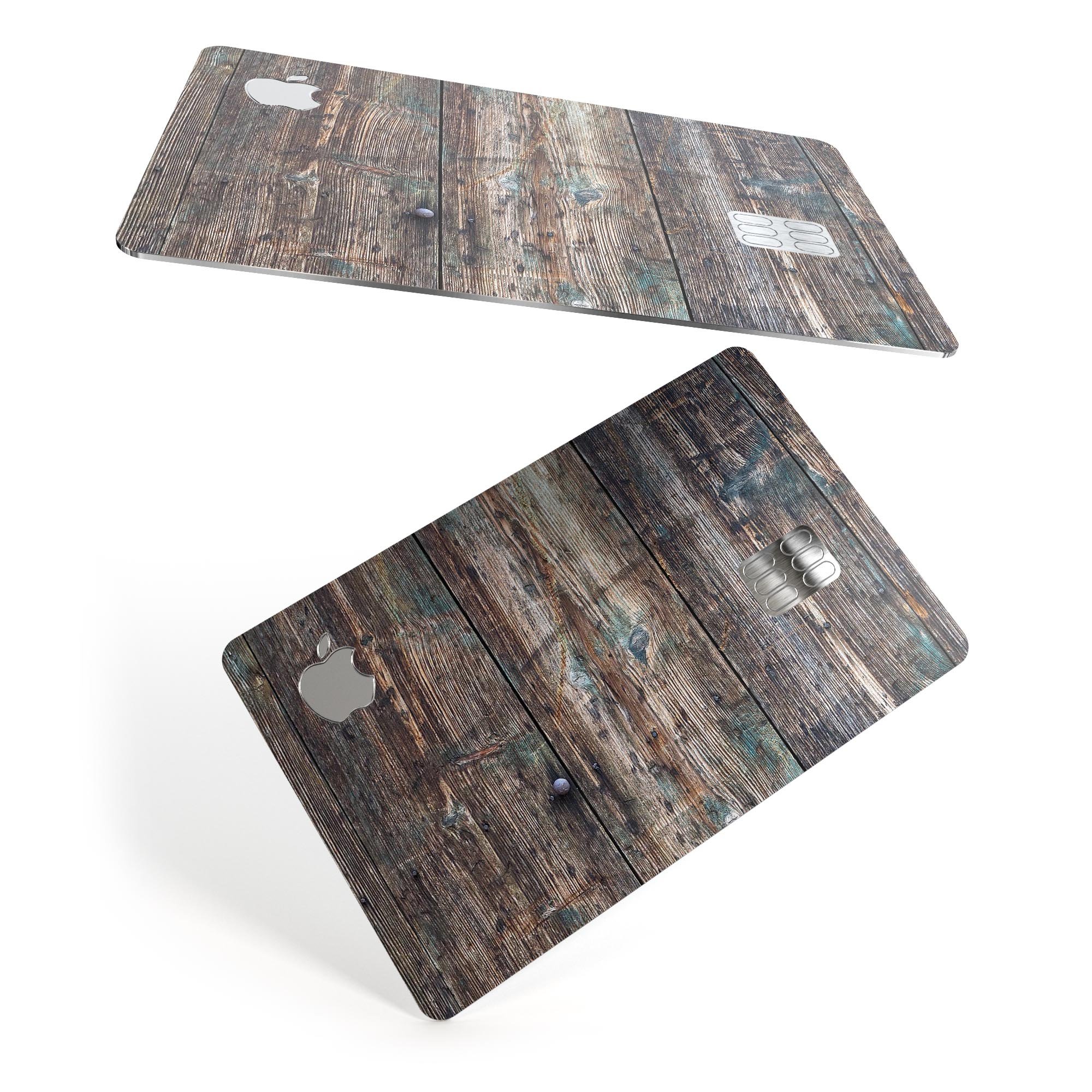 Raw Wood Planks V1 skin kit for Apple Card, showcasing premium vinyl design and protective features.