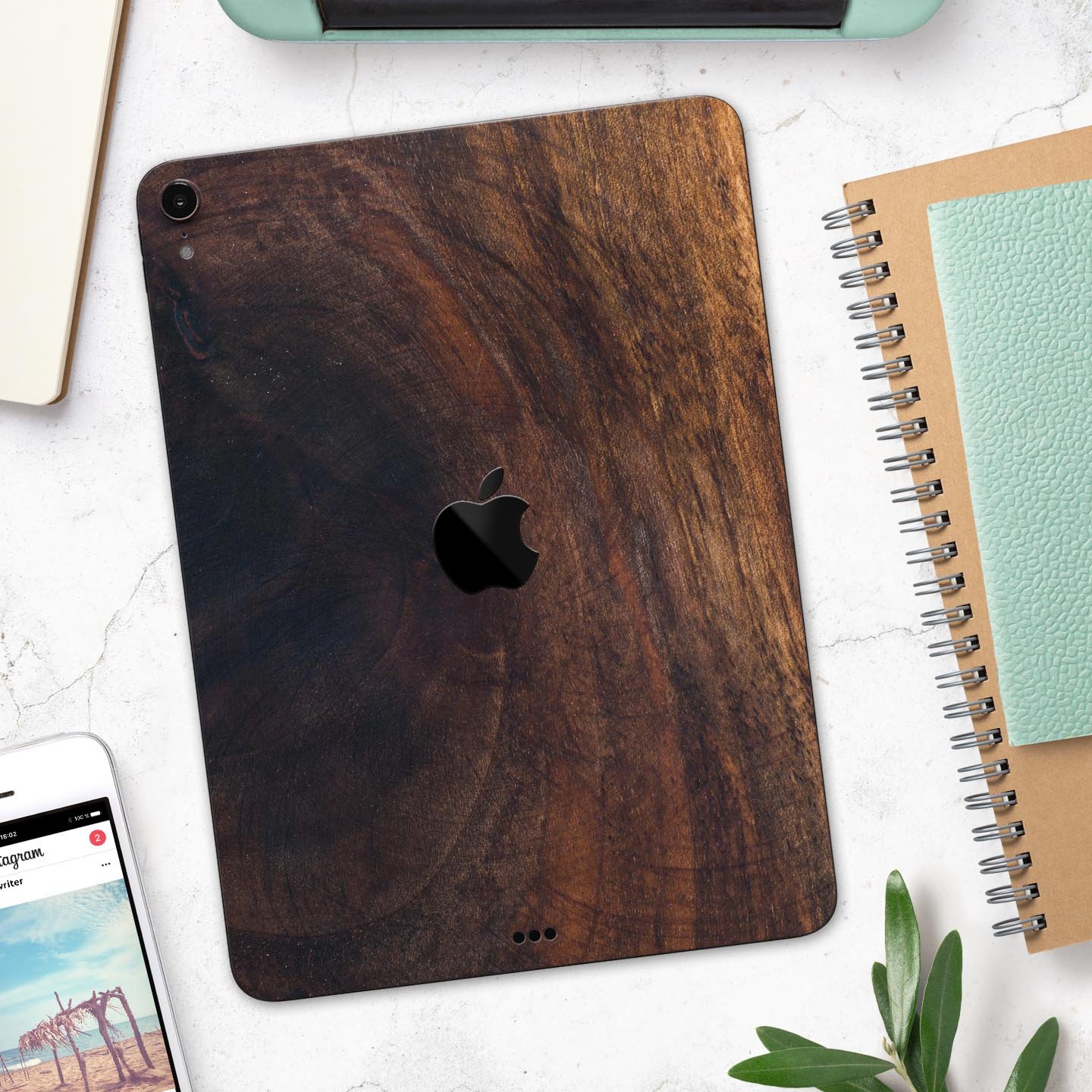 Raw Wood Planks V13 skin decal for Apple iPad Pro, showcasing a rustic wood design with a premium finish.