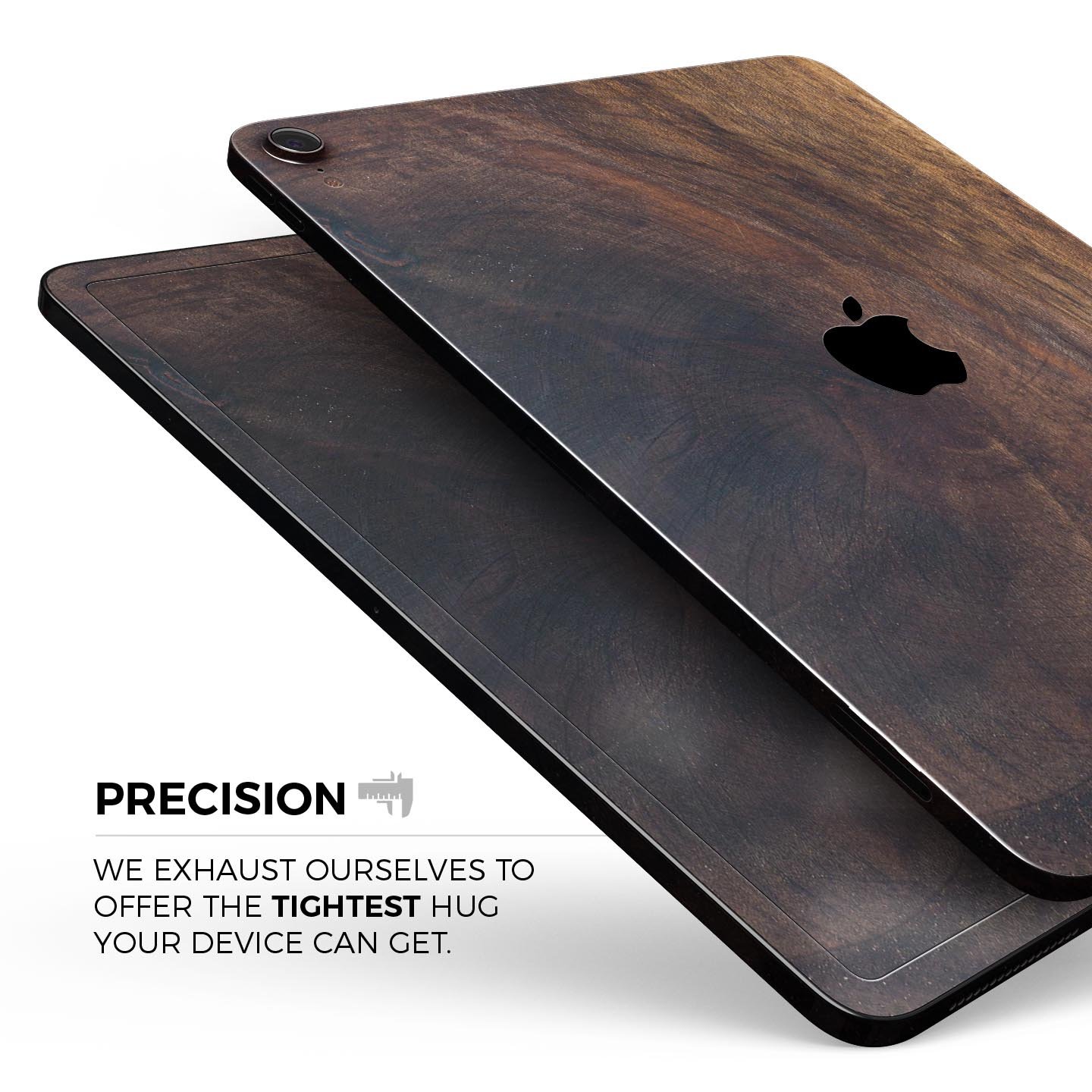 Raw Wood Planks V13 skin decal for Apple iPad Pro, showcasing a rustic wood design with a premium finish.