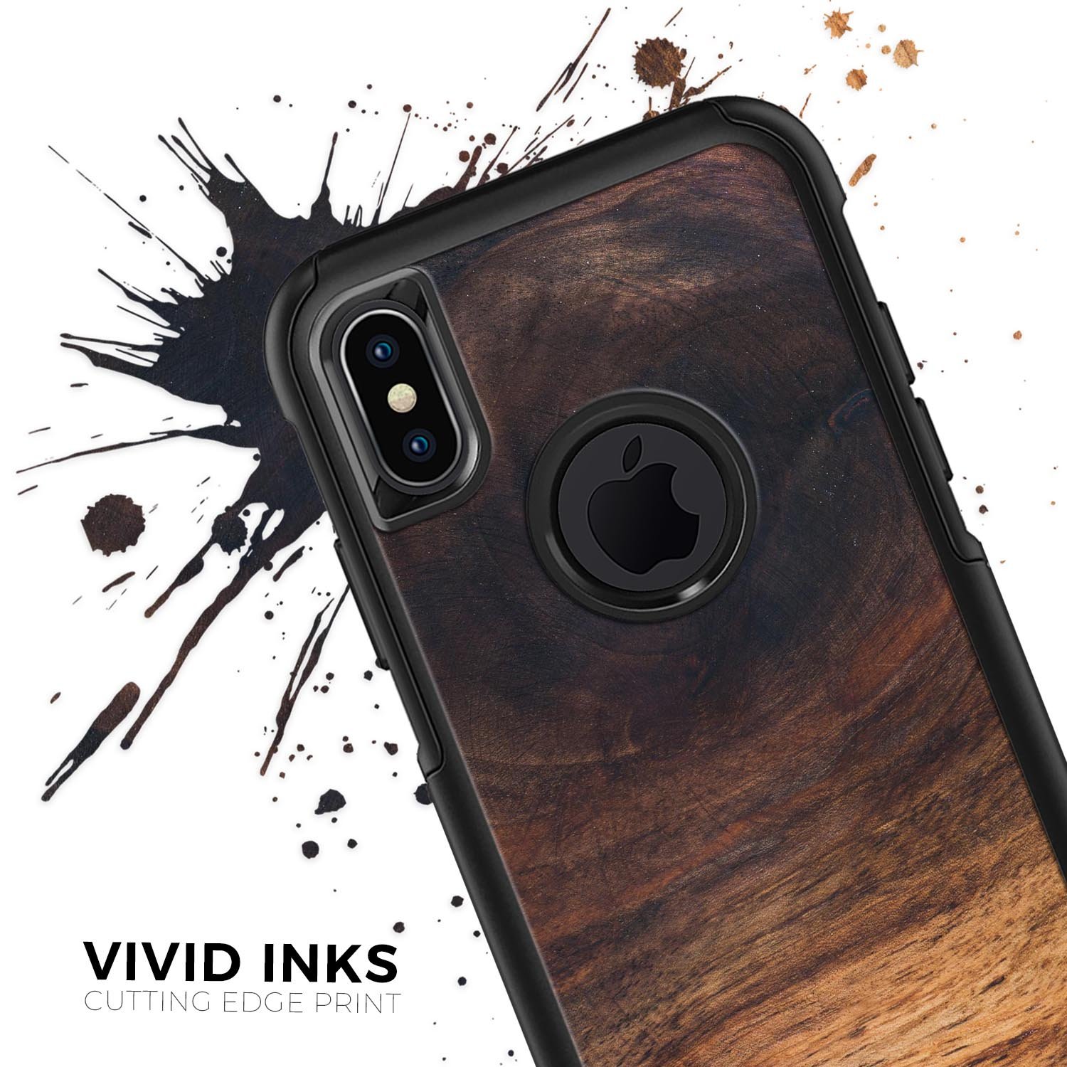 Raw Wood Planks V13 Skin Kit for iPhone OtterBox Cases featuring a natural wood finish and dual-layer construction.
