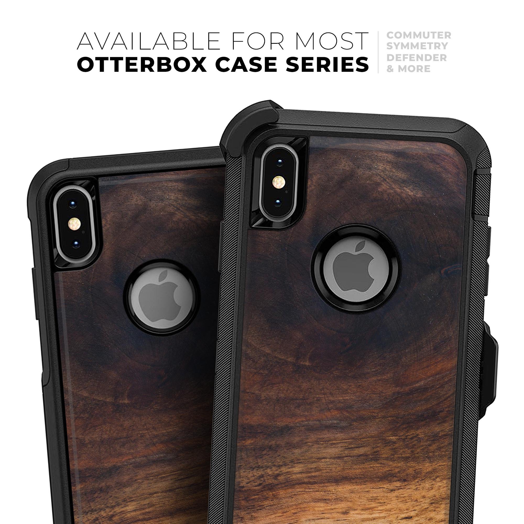 Raw Wood Planks V13 Skin Kit for iPhone OtterBox Cases featuring a natural wood finish and dual-layer construction.