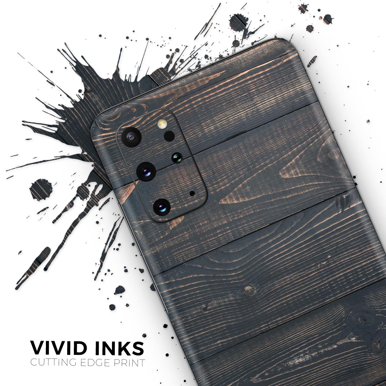 Raw Wood Planks V14 Skin-Kit for Samsung Galaxy S20, showcasing a stylish wood grain design on a sleek device.