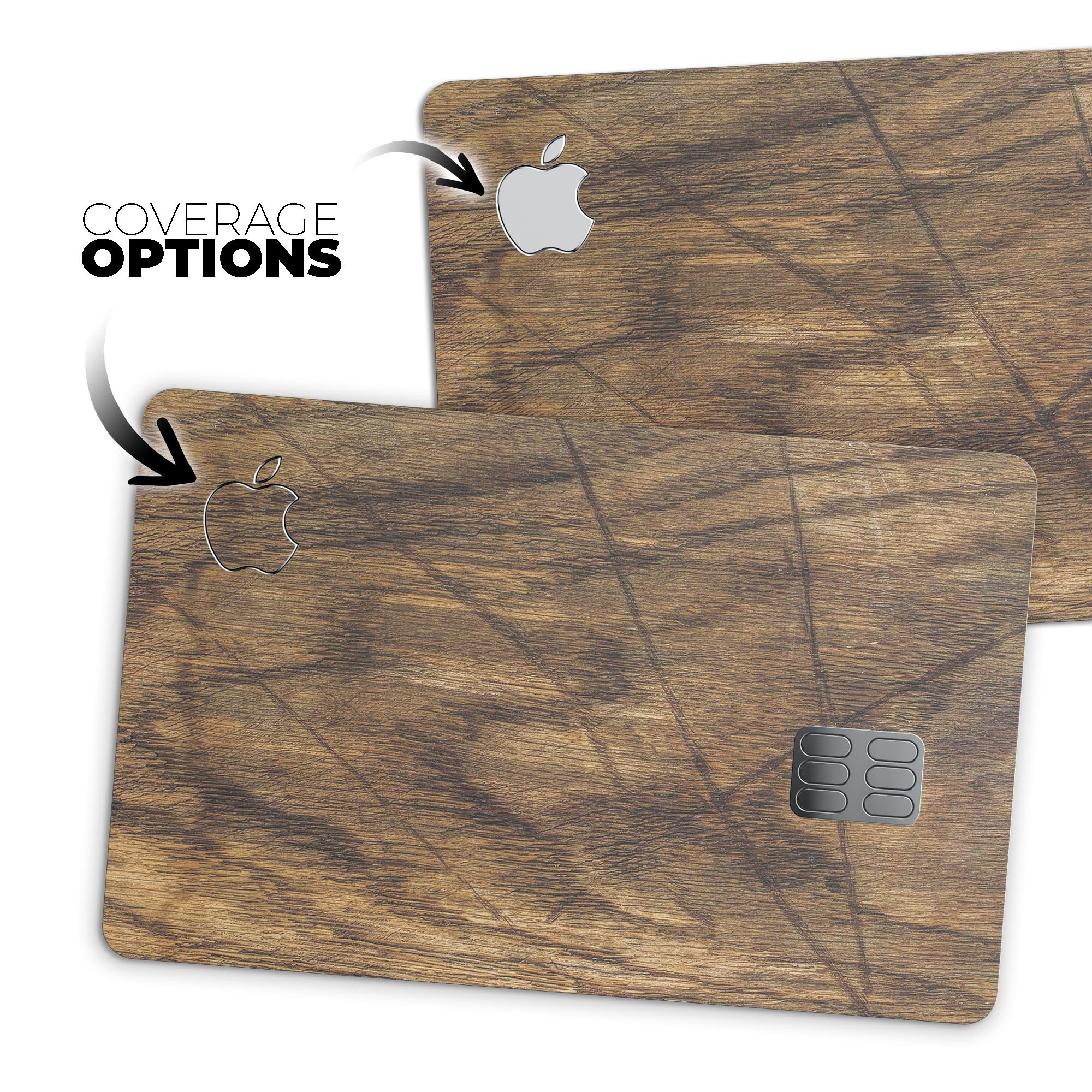 Raw Wood Planks V3 skin kit for Apple Card, showcasing premium vinyl design and finishes.