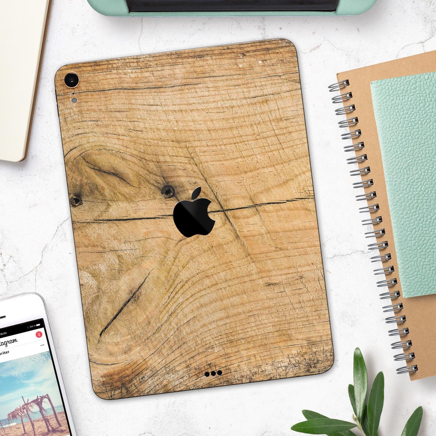 Raw Wood Planks V5 skin decal for Apple iPad Pro, showcasing a natural wood texture design with a premium finish.