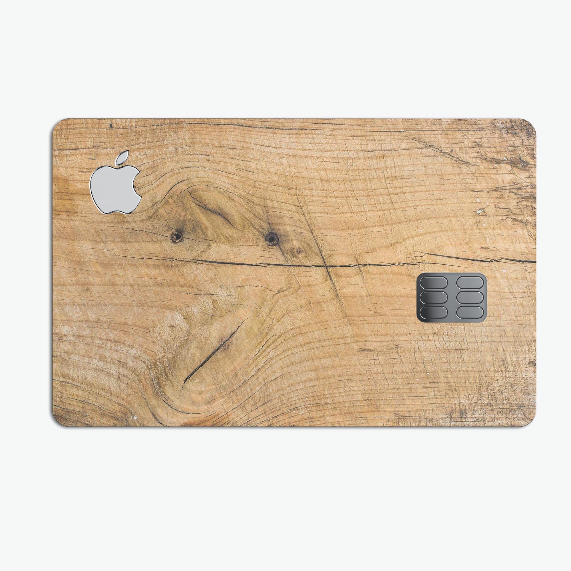 Raw Wood Planks V5 skin kit for Apple Card, showcasing premium vinyl design and finish options.