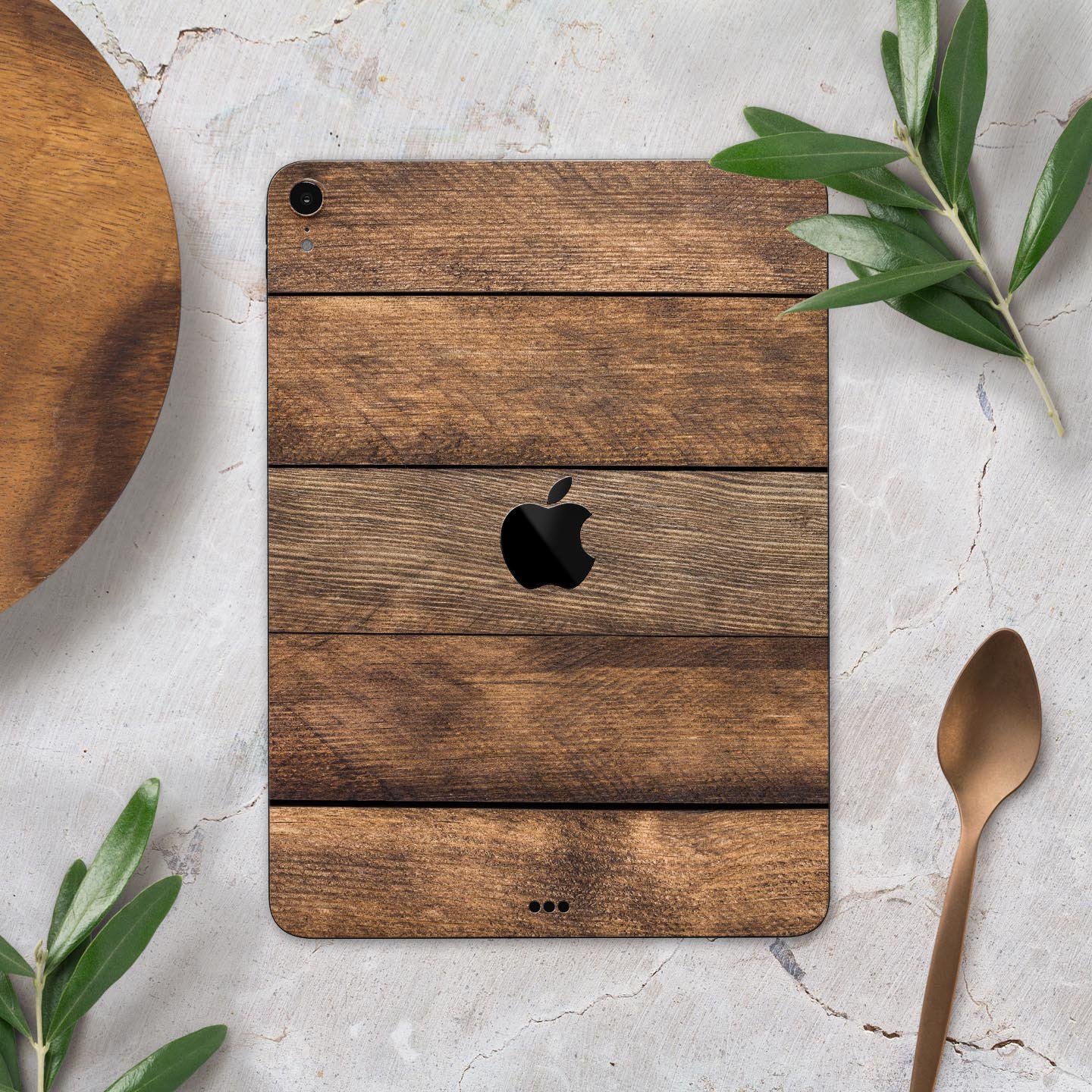 Raw Wood Planks V9 skin decal for Apple iPad Pro, showcasing a natural wood design with a sleek finish.