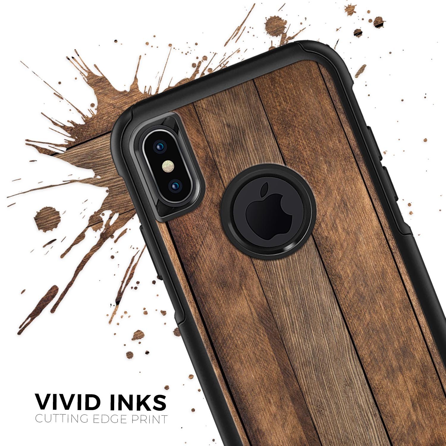 Raw Wood Planks V9 Skin Kit for iPhone OtterBox Cases featuring a rustic wood design and premium 3M materials.