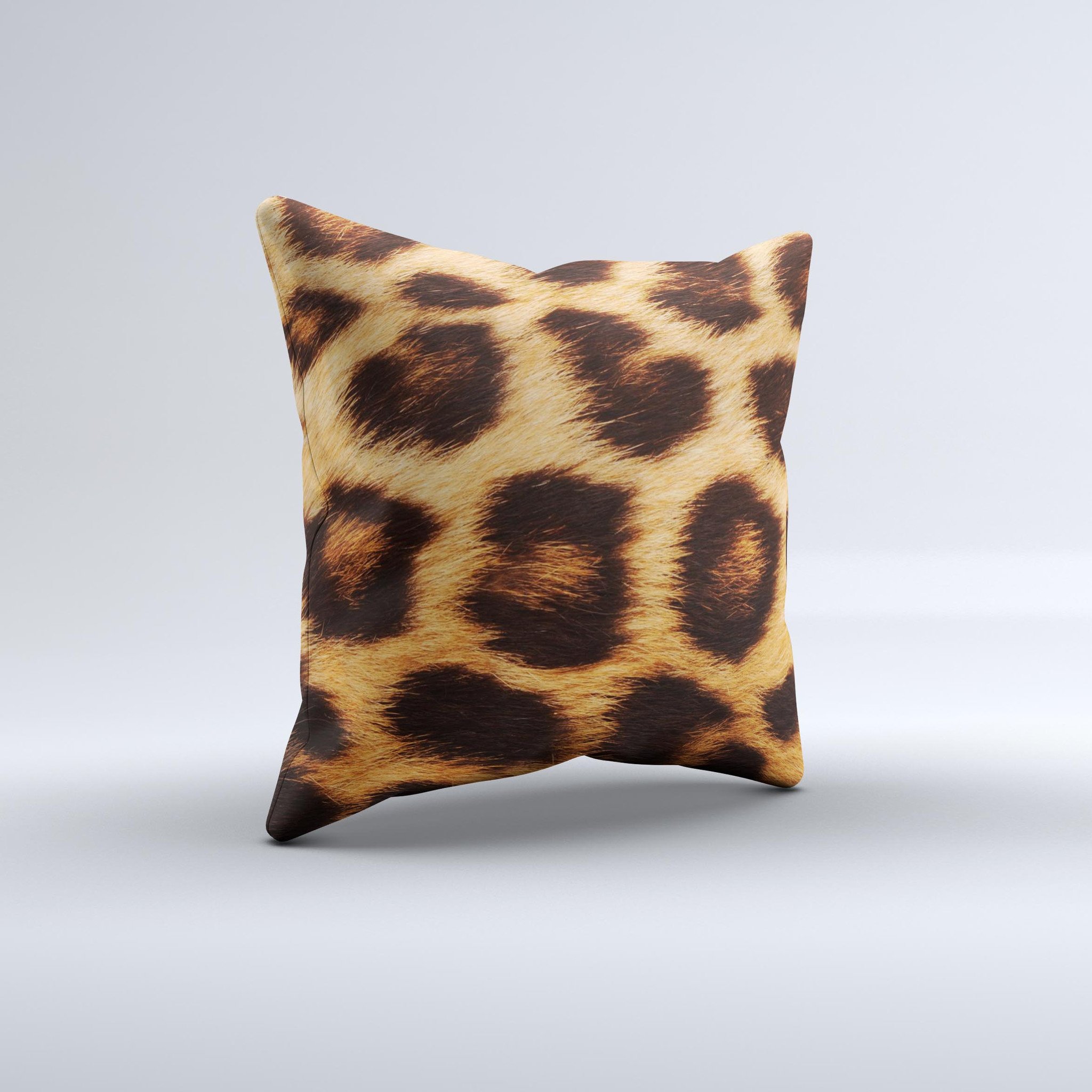 Real Cheetah Print Ink-Fuzed Decorative Throw Pillow with high thread count fabric and unique handcrafted design.
