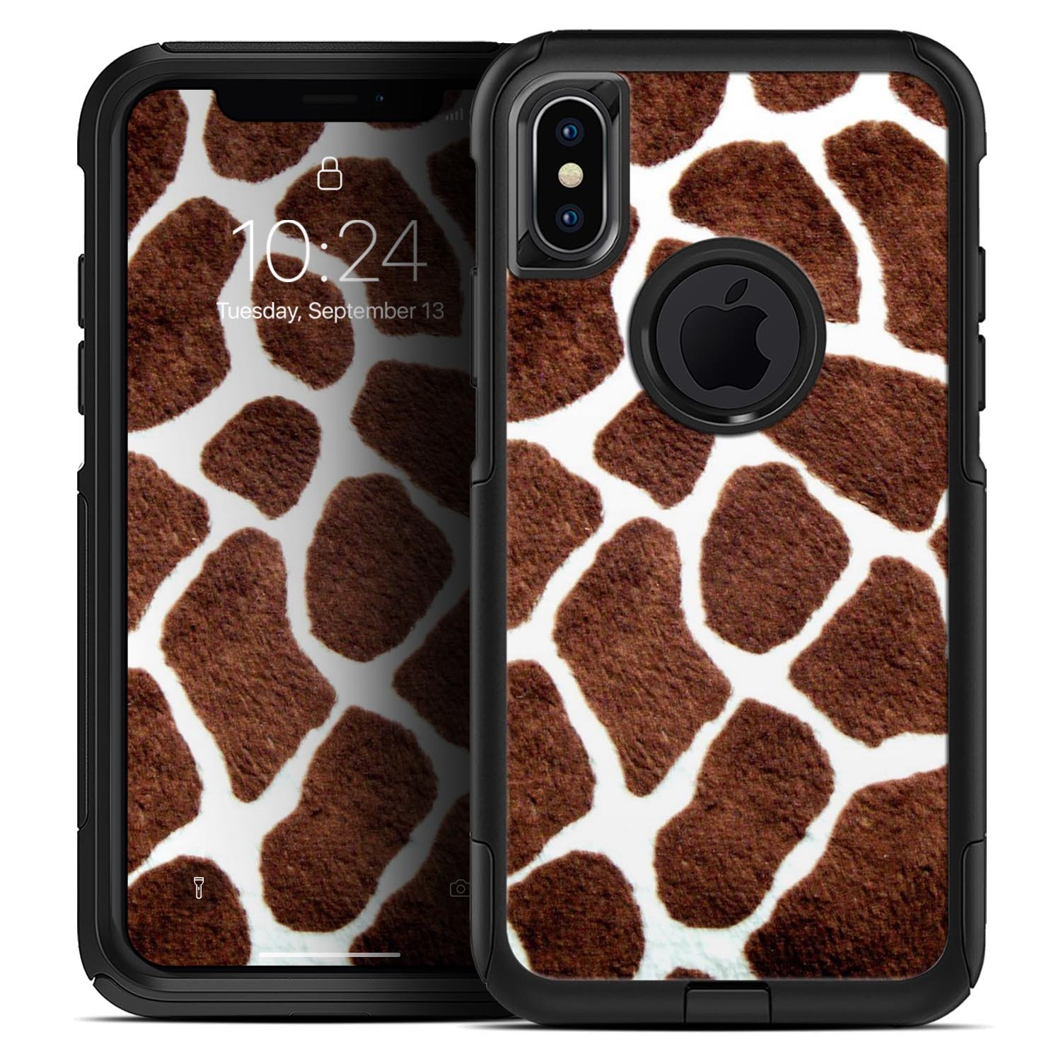 Real Giraffe Animal Print Skin Kit for iPhone OtterBox cases, showcasing a stylish giraffe pattern on a sleek surface.