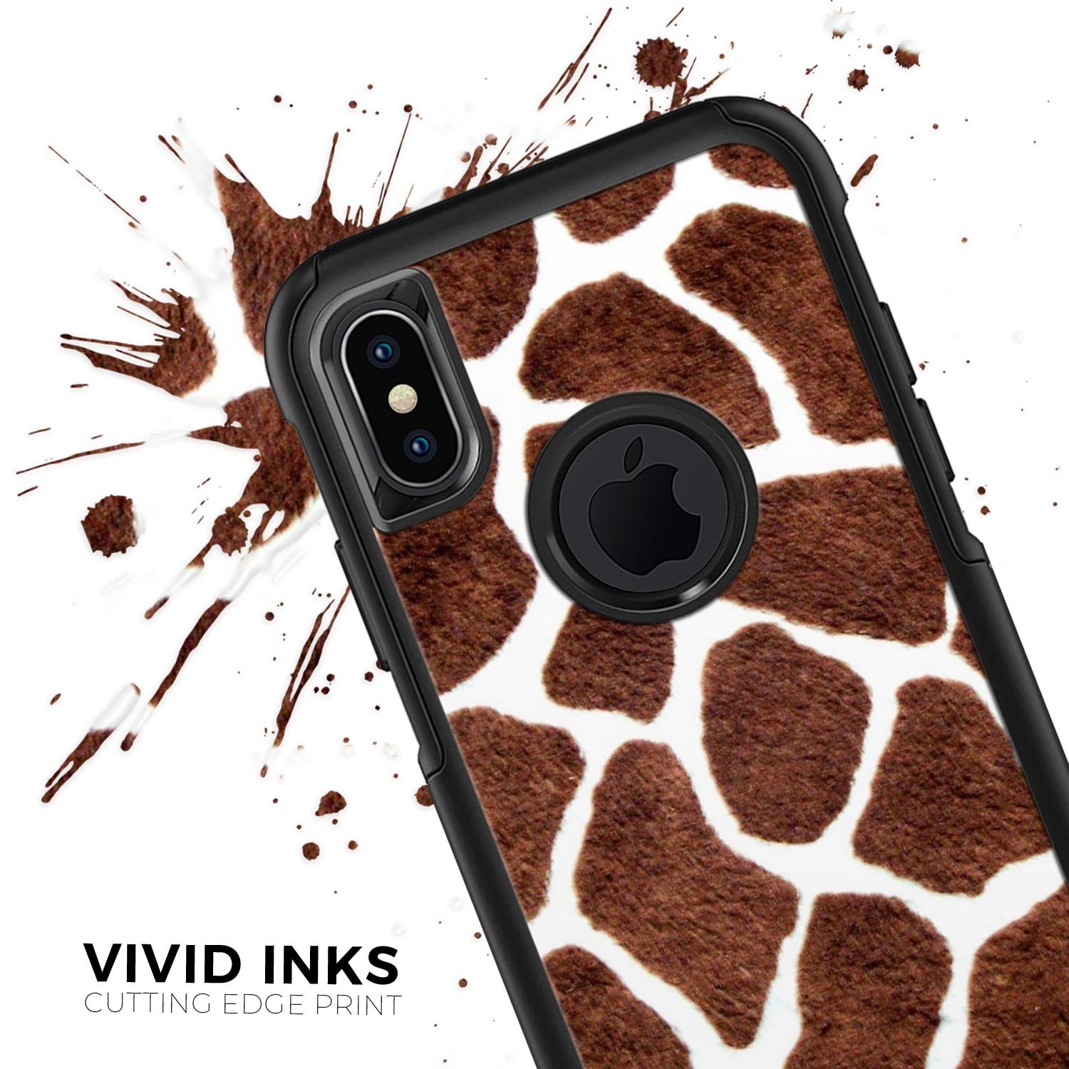Real Giraffe Animal Print Skin Kit for iPhone OtterBox cases, showcasing a stylish giraffe pattern on a sleek surface.