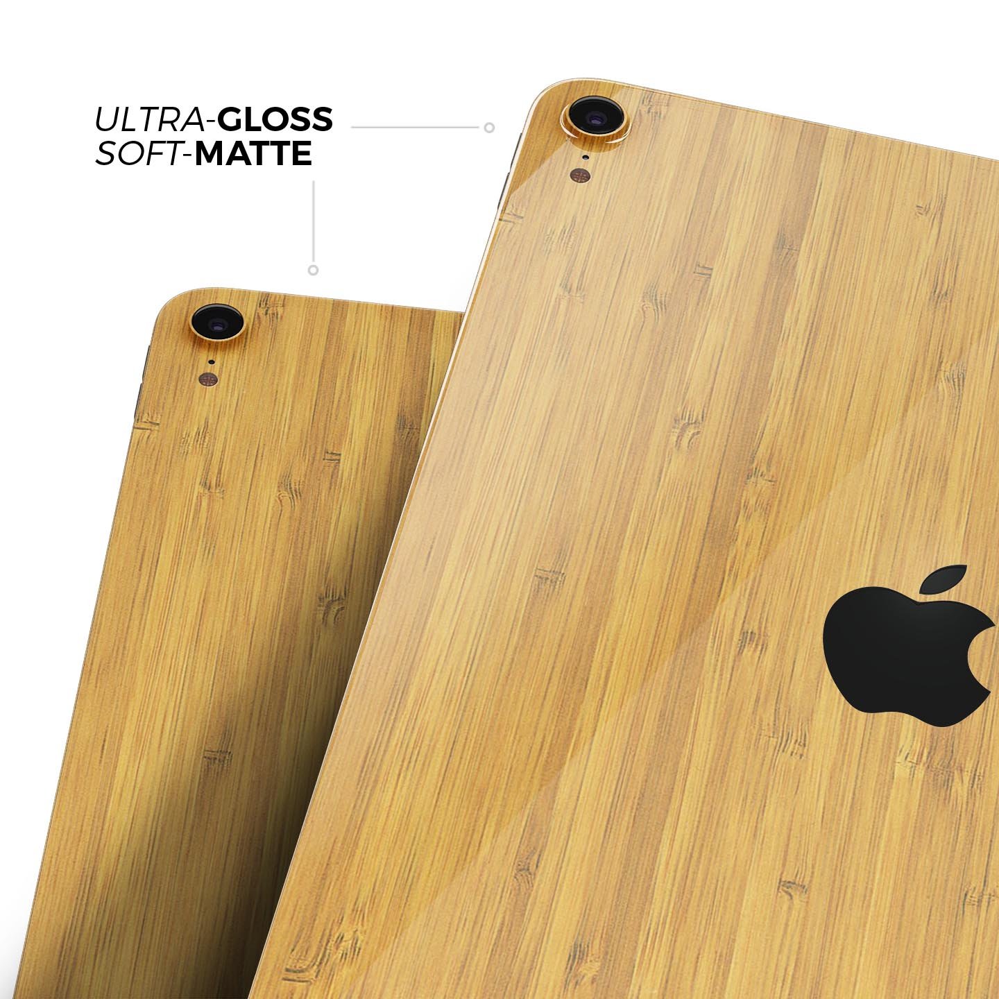 Real Light Bamboo Wood Full Body Skin Decal for Apple iPad Pro, showcasing its natural wood finish and ultra-thin design.