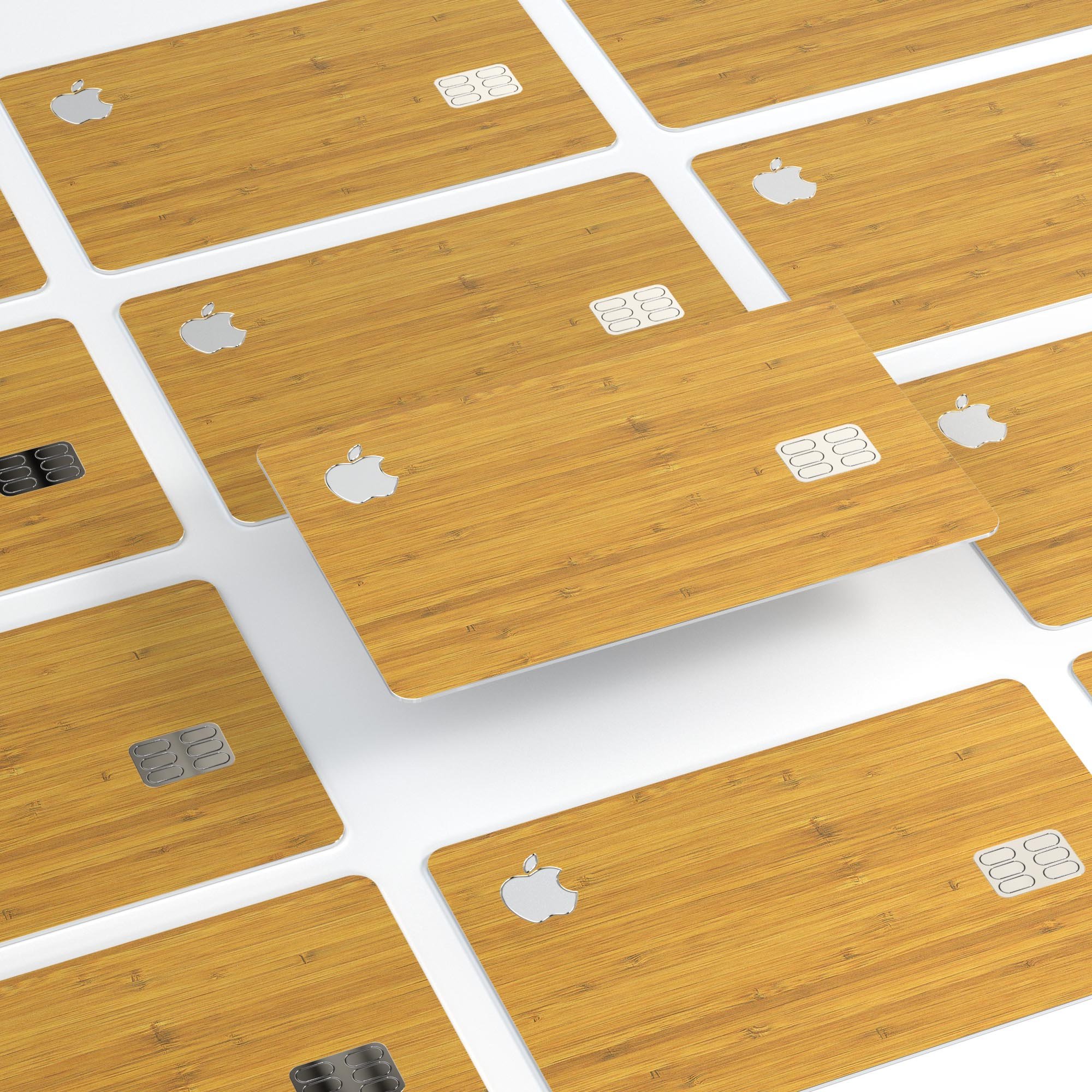 Real Light Bamboo Wood skin kit for Apple Card, showcasing premium vinyl design and protective features.