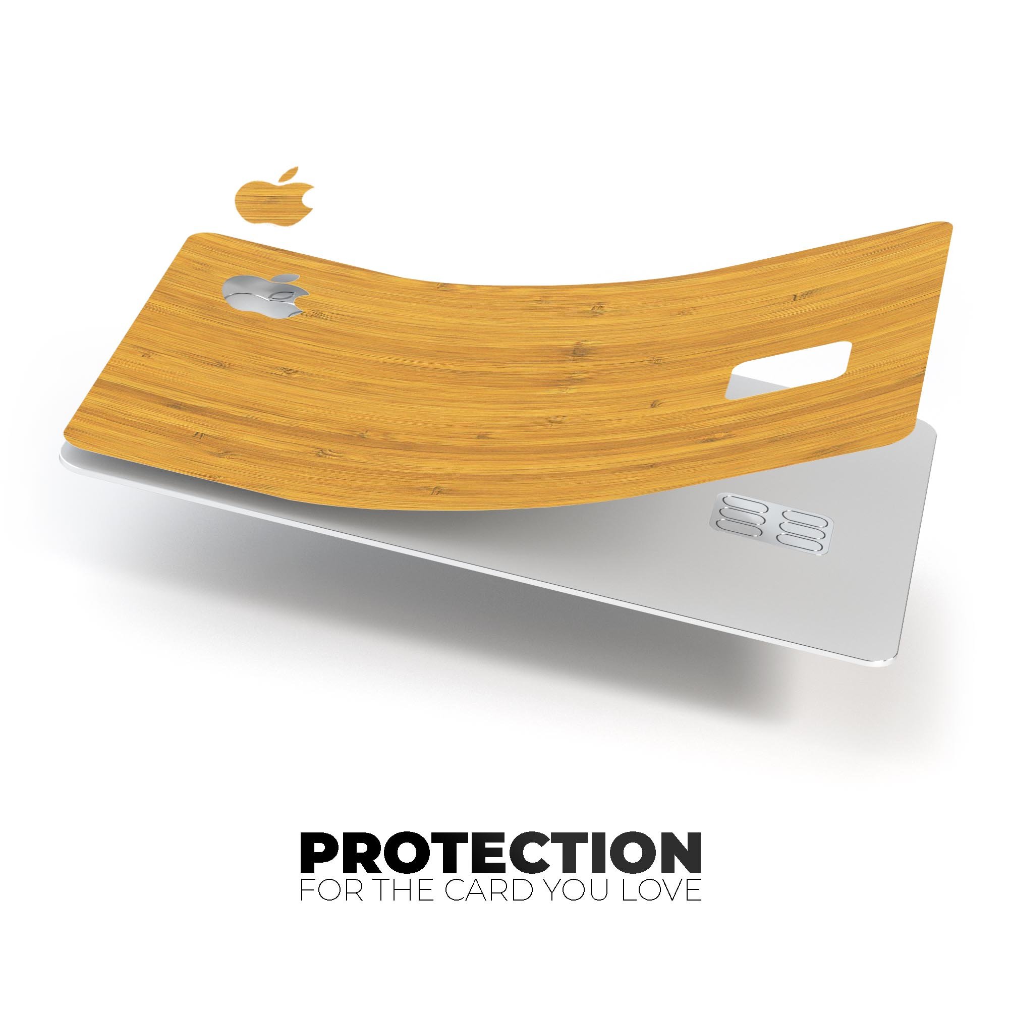 Real Light Bamboo Wood skin kit for Apple Card, showcasing premium vinyl design and protective features.
