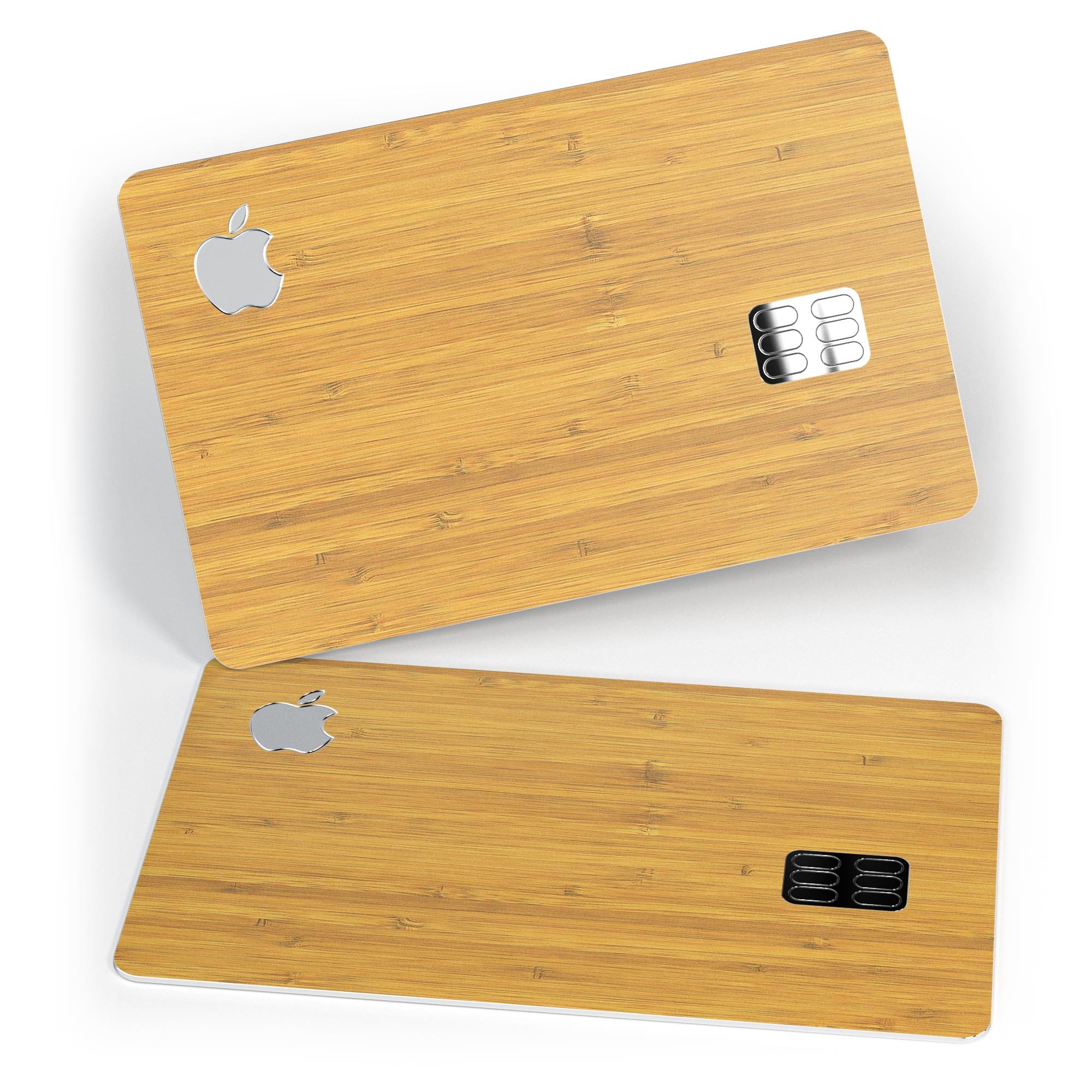 Real Light Bamboo Wood skin kit for Apple Card, showcasing premium vinyl design and protective features.