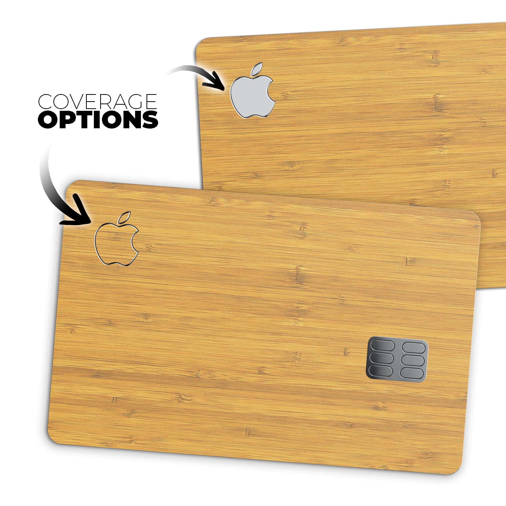 Real Light Bamboo Wood skin kit for Apple Card, showcasing premium vinyl design and protective features.