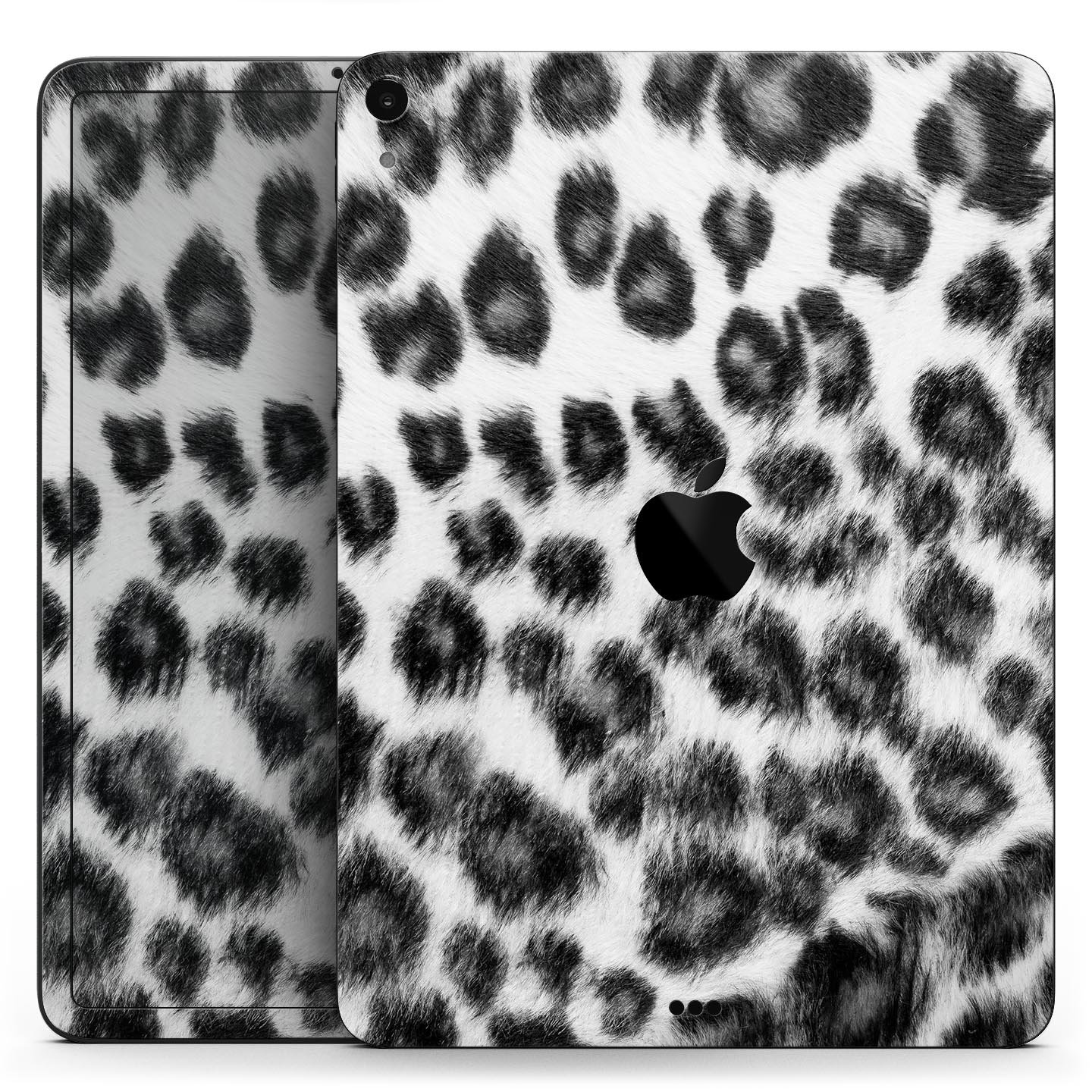 Real Snow Leopard Hide skin decal for Apple iPad Pro, showcasing premium 3M materials and elegant design.