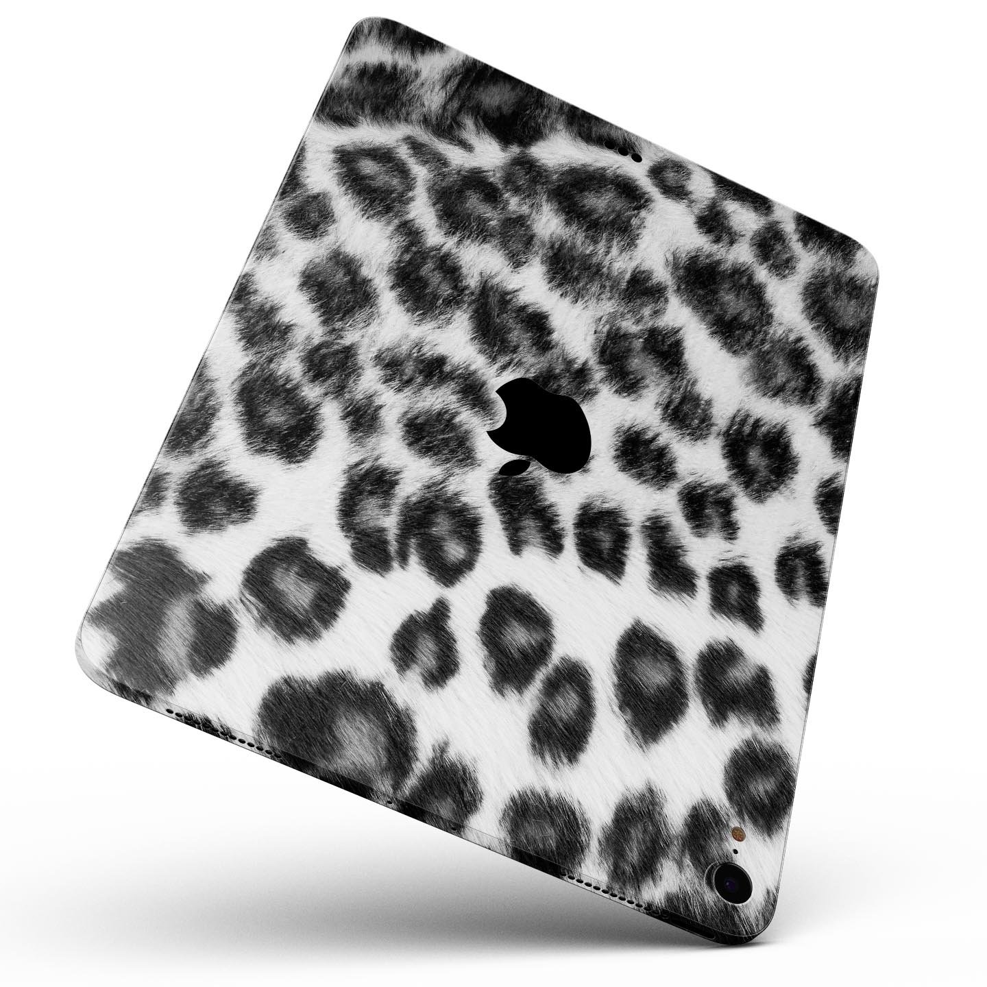 Real Snow Leopard Hide skin decal for Apple iPad Pro, showcasing premium 3M materials and elegant design.