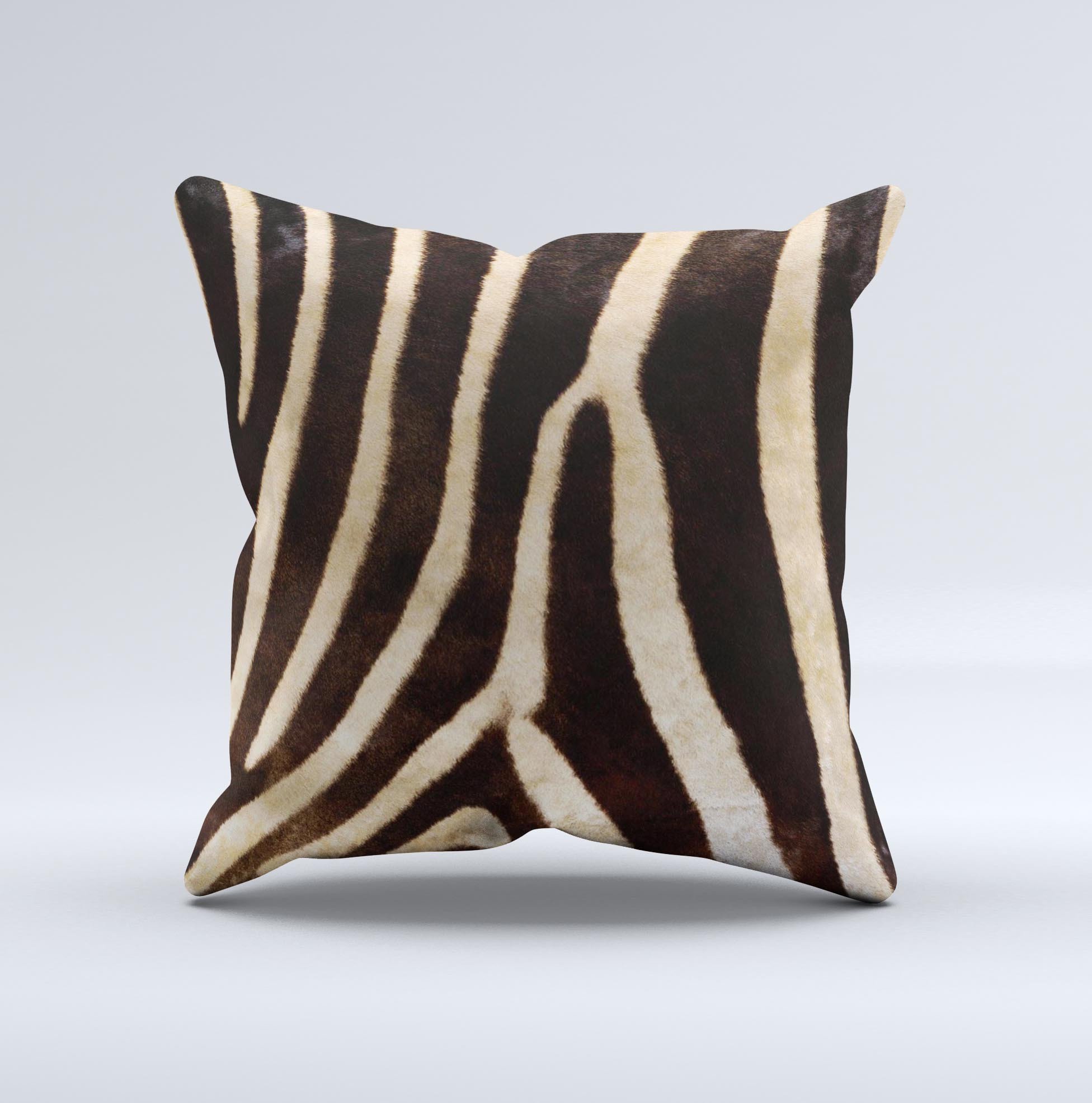 Real Zebra Print Texture Ink-Fuzed Decorative Throw Pillow showcasing unique zebra pattern and high-quality fabric, perfect for home decor.